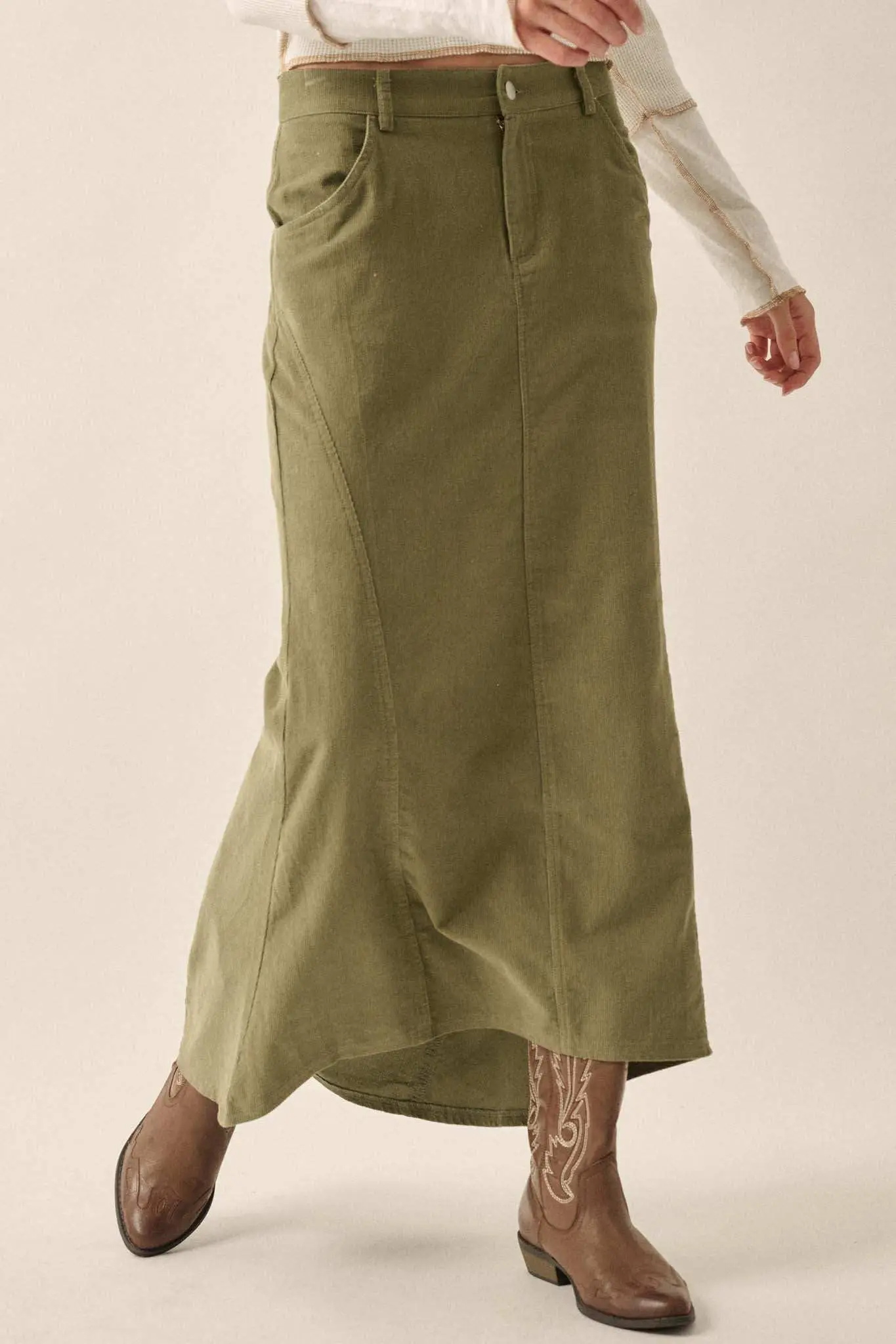 Giddy Up Corduroy High-Low Mermaid Skirt - Image 3