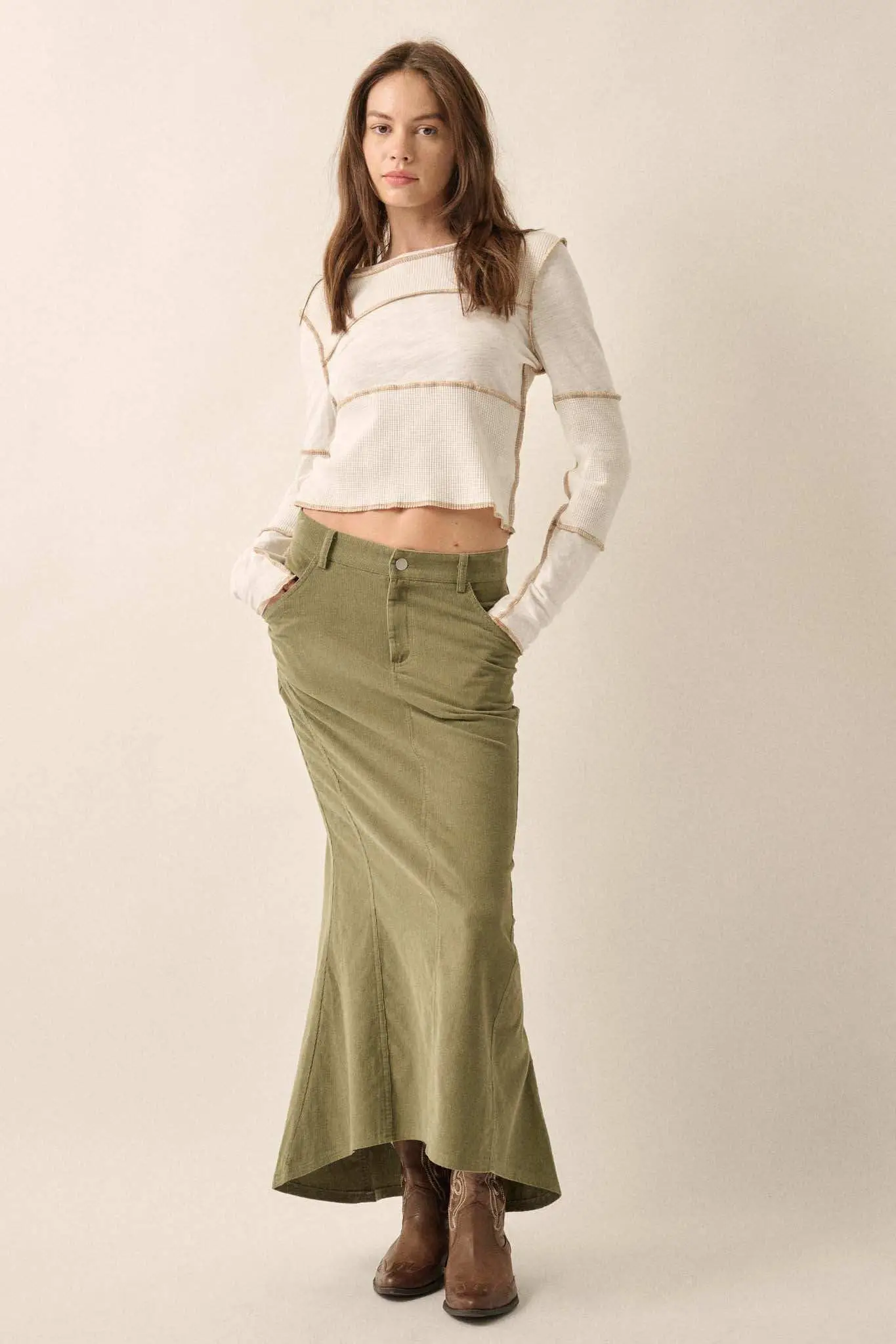 Giddy Up Corduroy High-Low Mermaid Skirt - Image 5