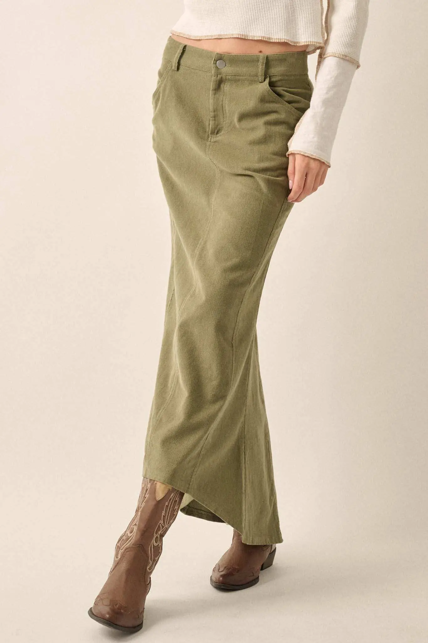 Giddy Up Corduroy High-Low Mermaid Skirt - Image 6