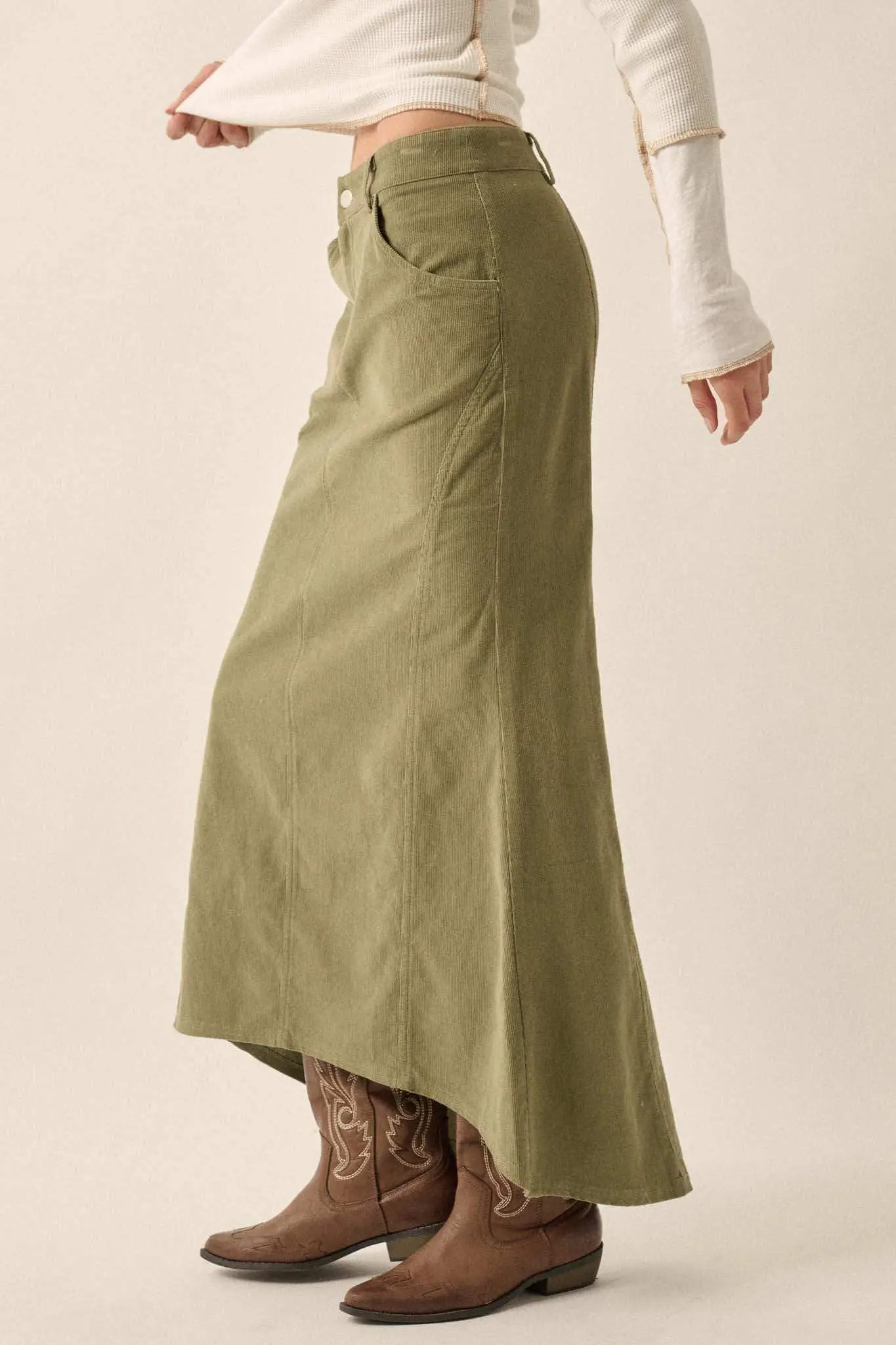 Giddy Up Corduroy High-Low Mermaid Skirt - Image 7
