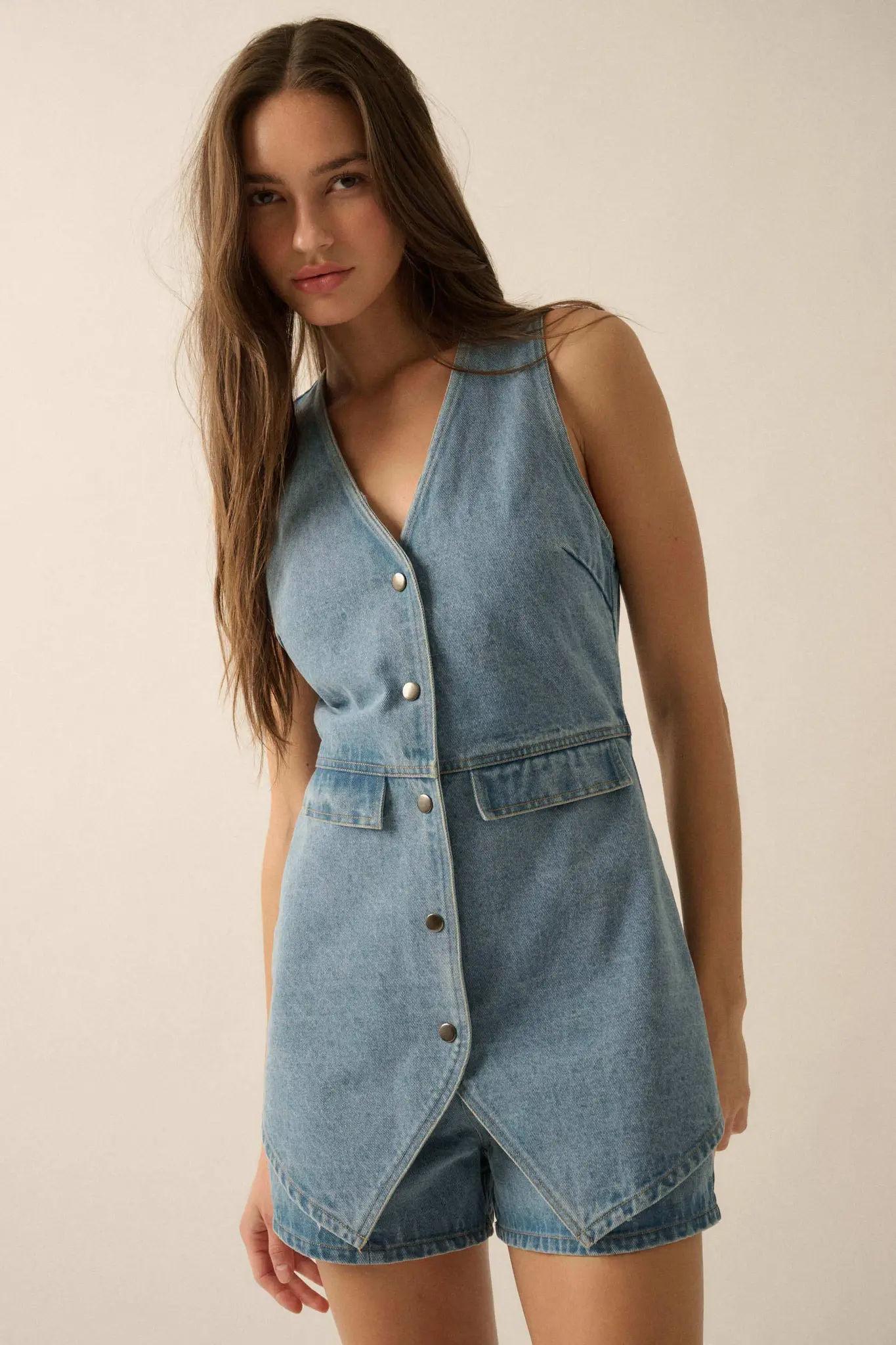 Glory Days Sleeveless Denim Vest Romper - Image 10