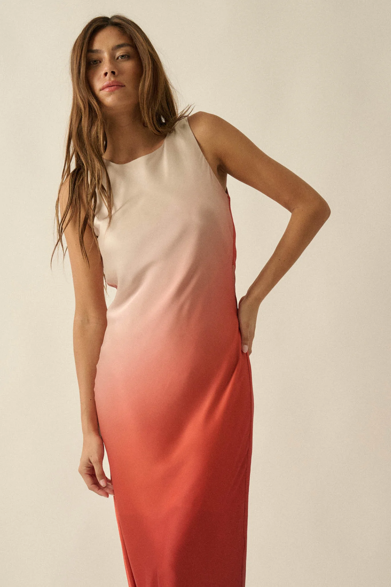 Glow Up Ombre Satin Cowl-Back Maxi Dress - Image 10