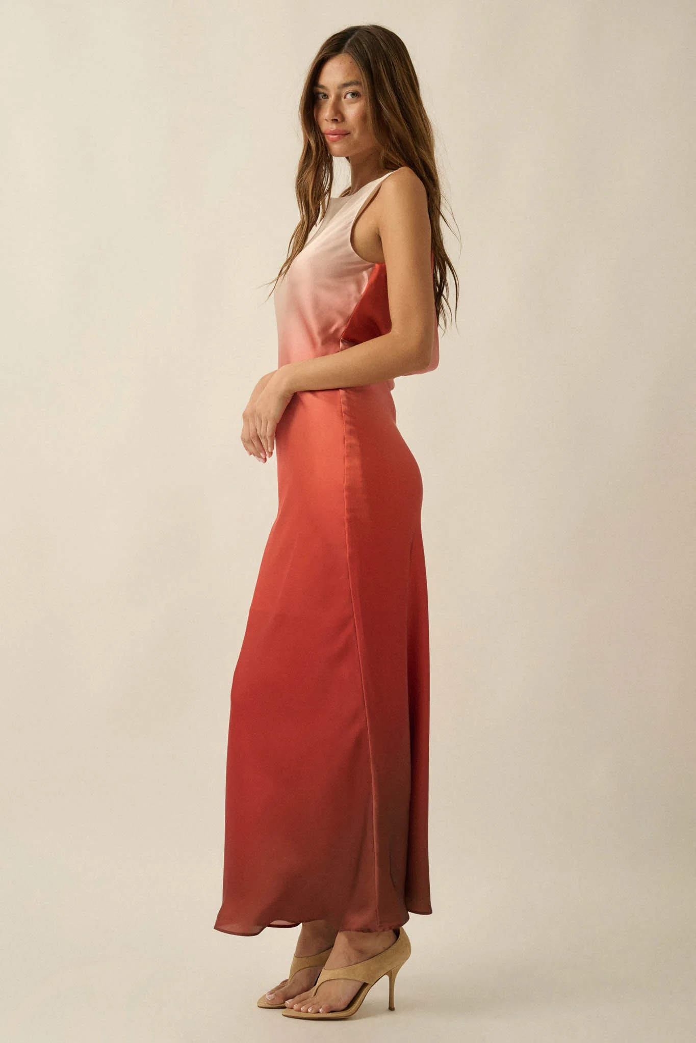 Glow Up Ombre Satin Cowl-Back Maxi Dress - Image 11