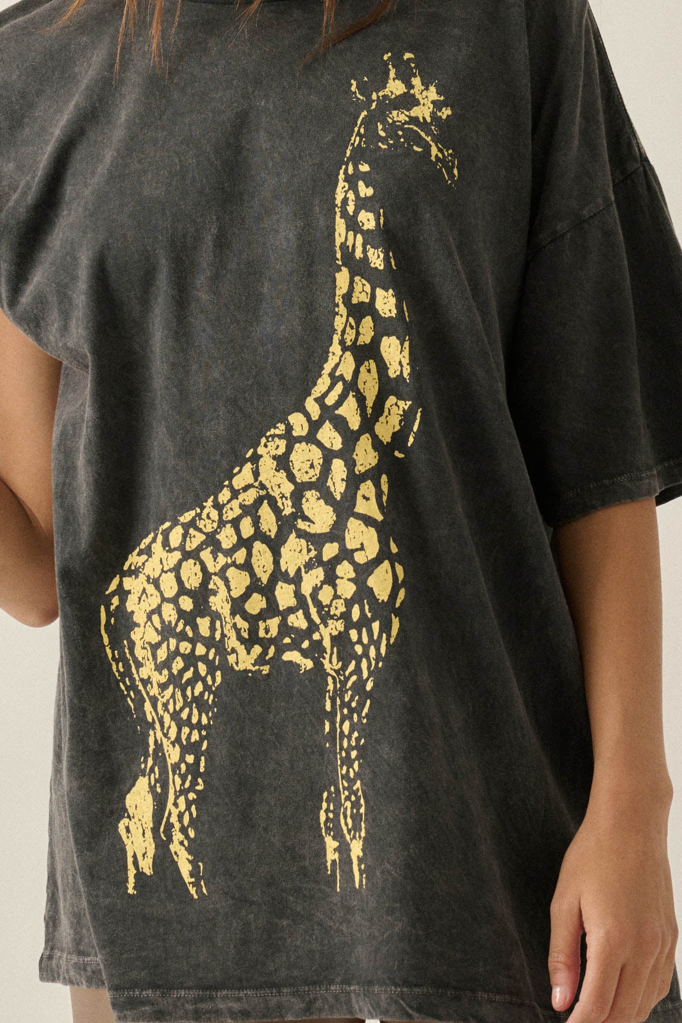 Golden Giraffe Vintage-Wash Oversize Graphic Tee - Image 2