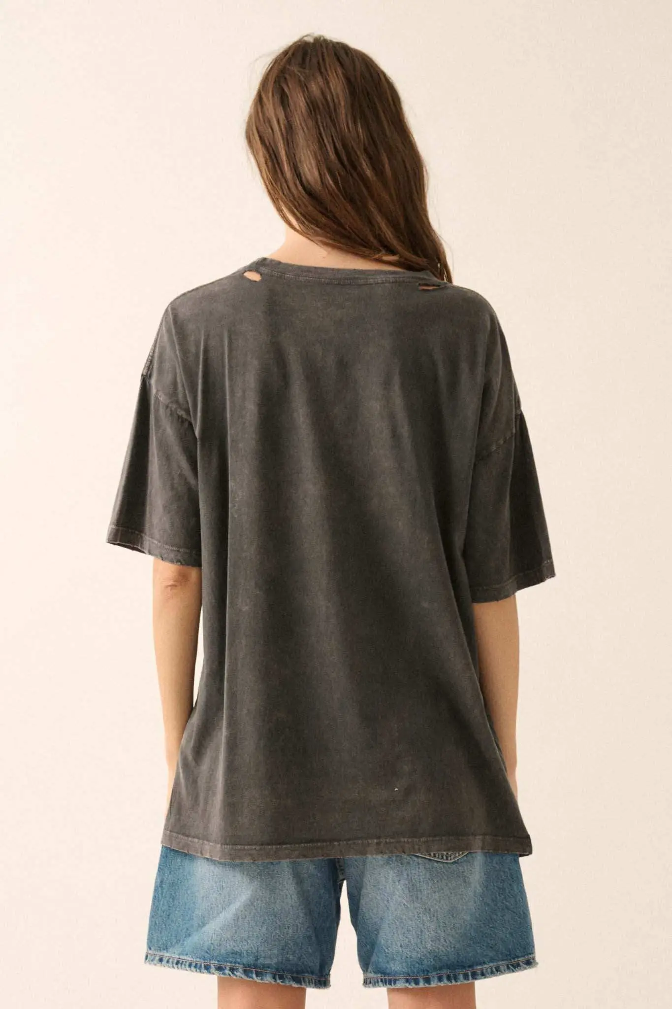 Golden Rose Oversized Distressed Graphic Tee - Image 6