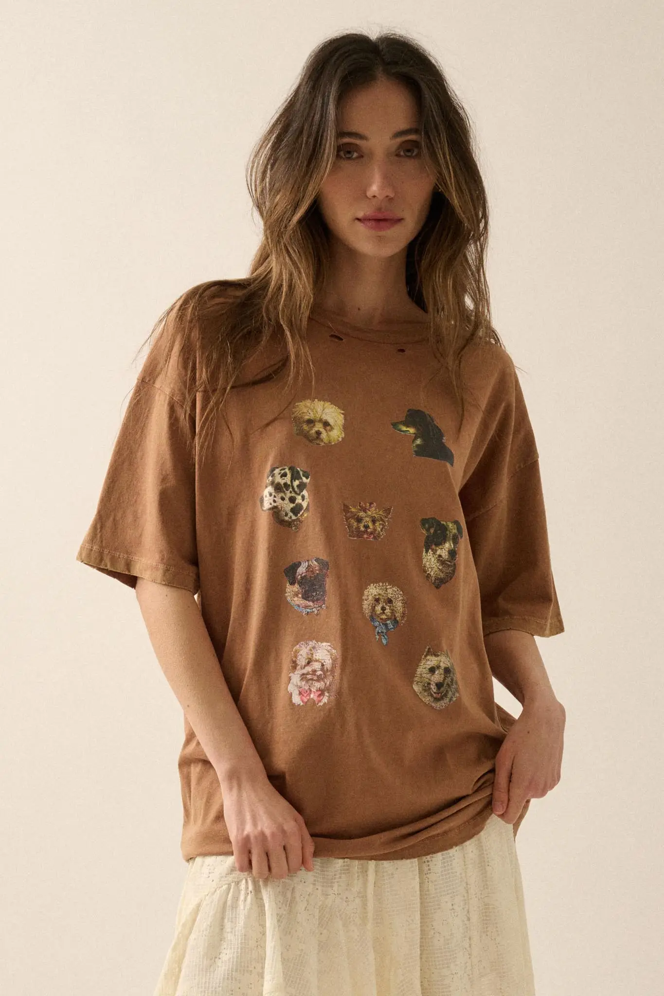 Good Dogs Distressed Oversize Graphic Tee - Image 3