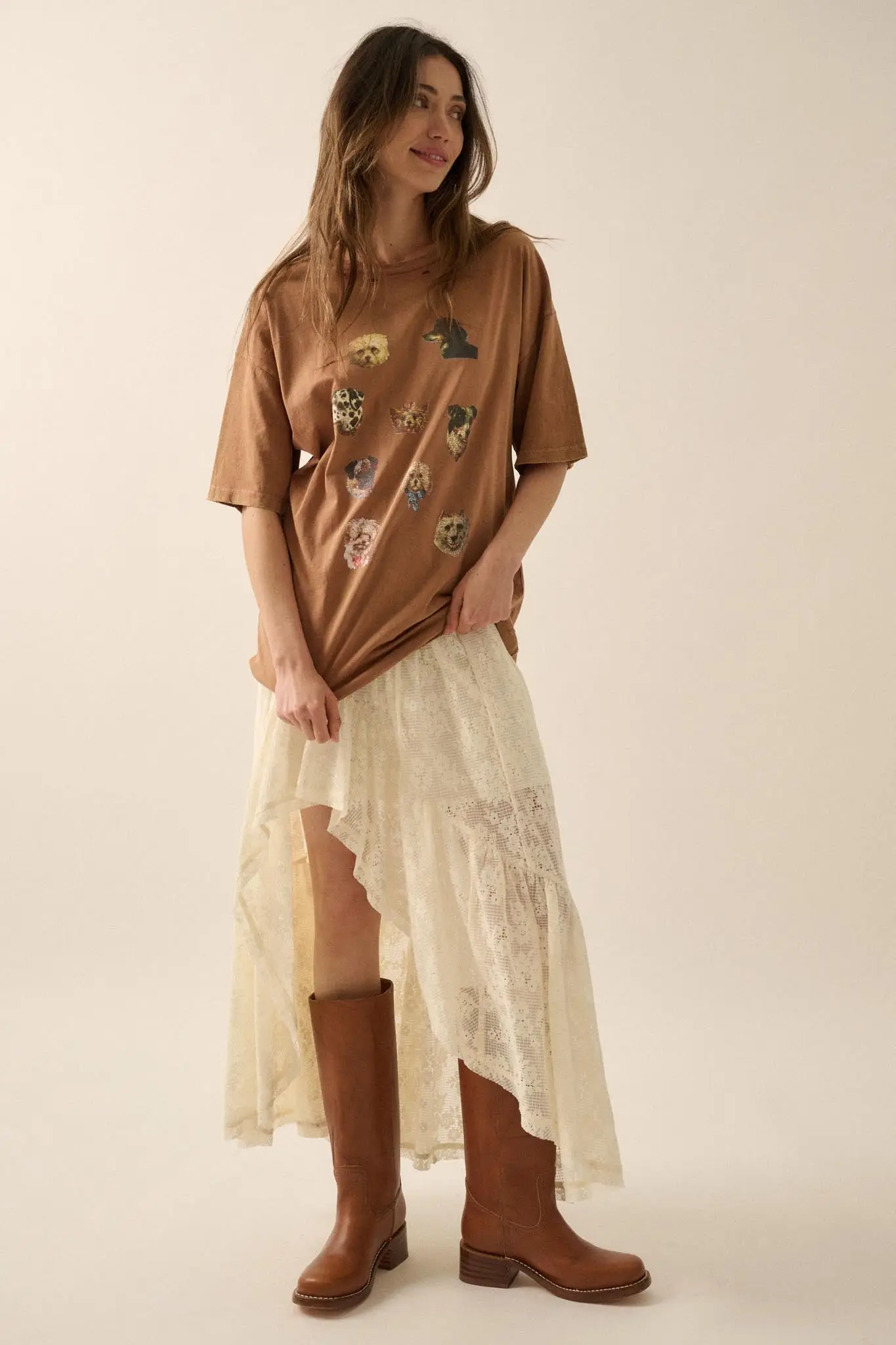 Good Dogs Distressed Oversize Graphic Tee - Image 4