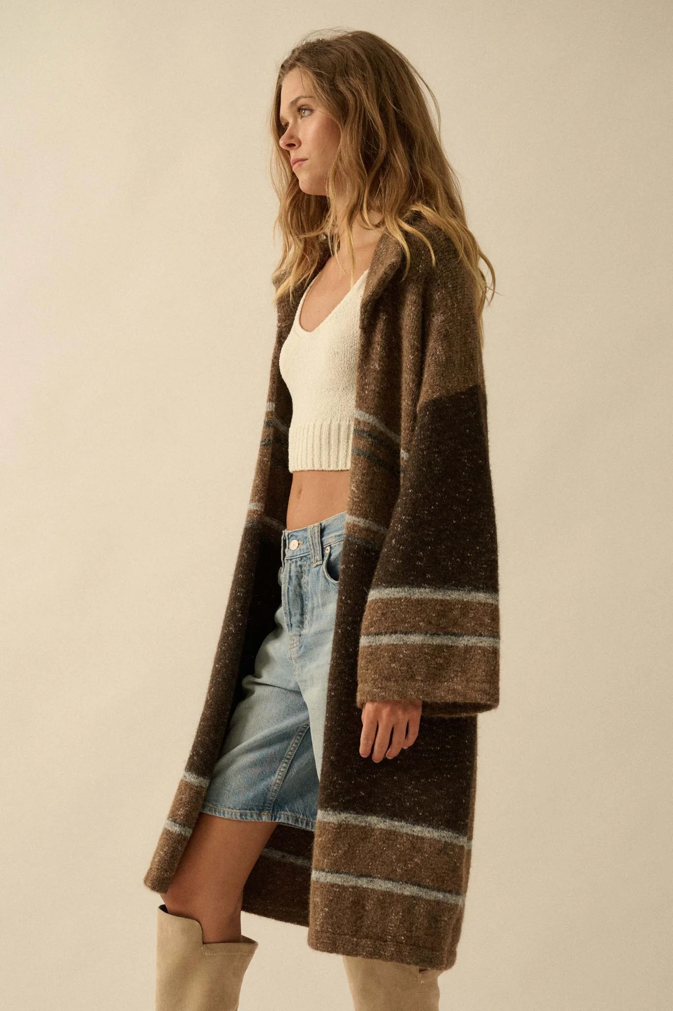 Good Earth Striped Open-Front Duster Cardigan - Image 8
