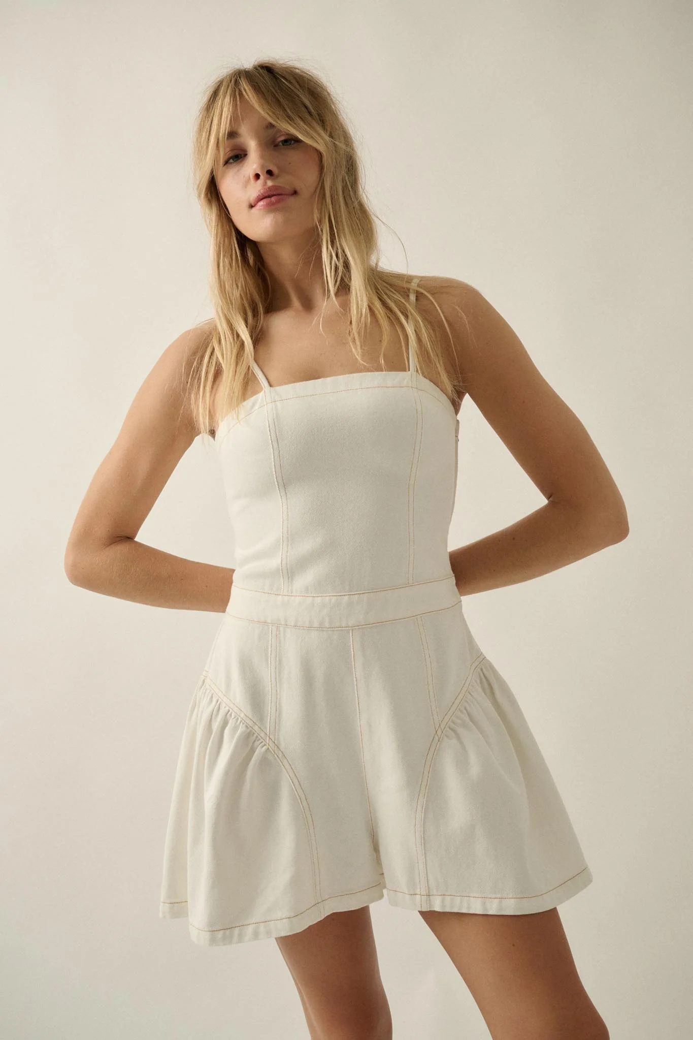 Good Jeans Denim Ruffled Wide-Leg Cami Romper - Image 13