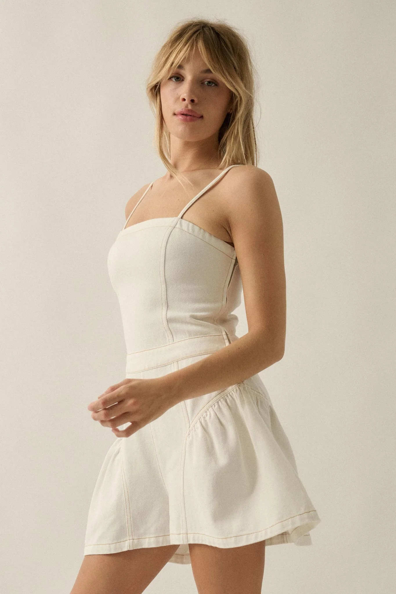Good Jeans Denim Ruffled Wide-Leg Cami Romper - Image 14