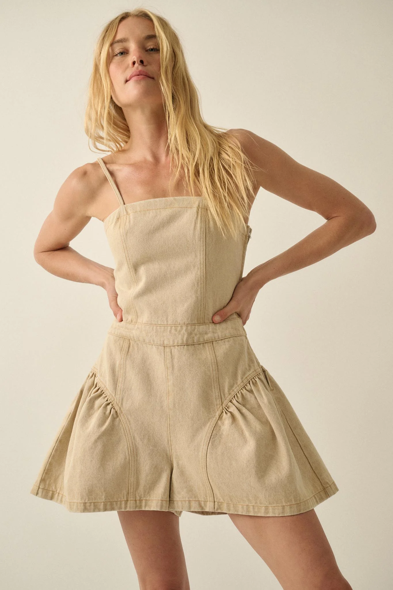 Good Jeans Denim Ruffled Wide-Leg Cami Romper - Image 16