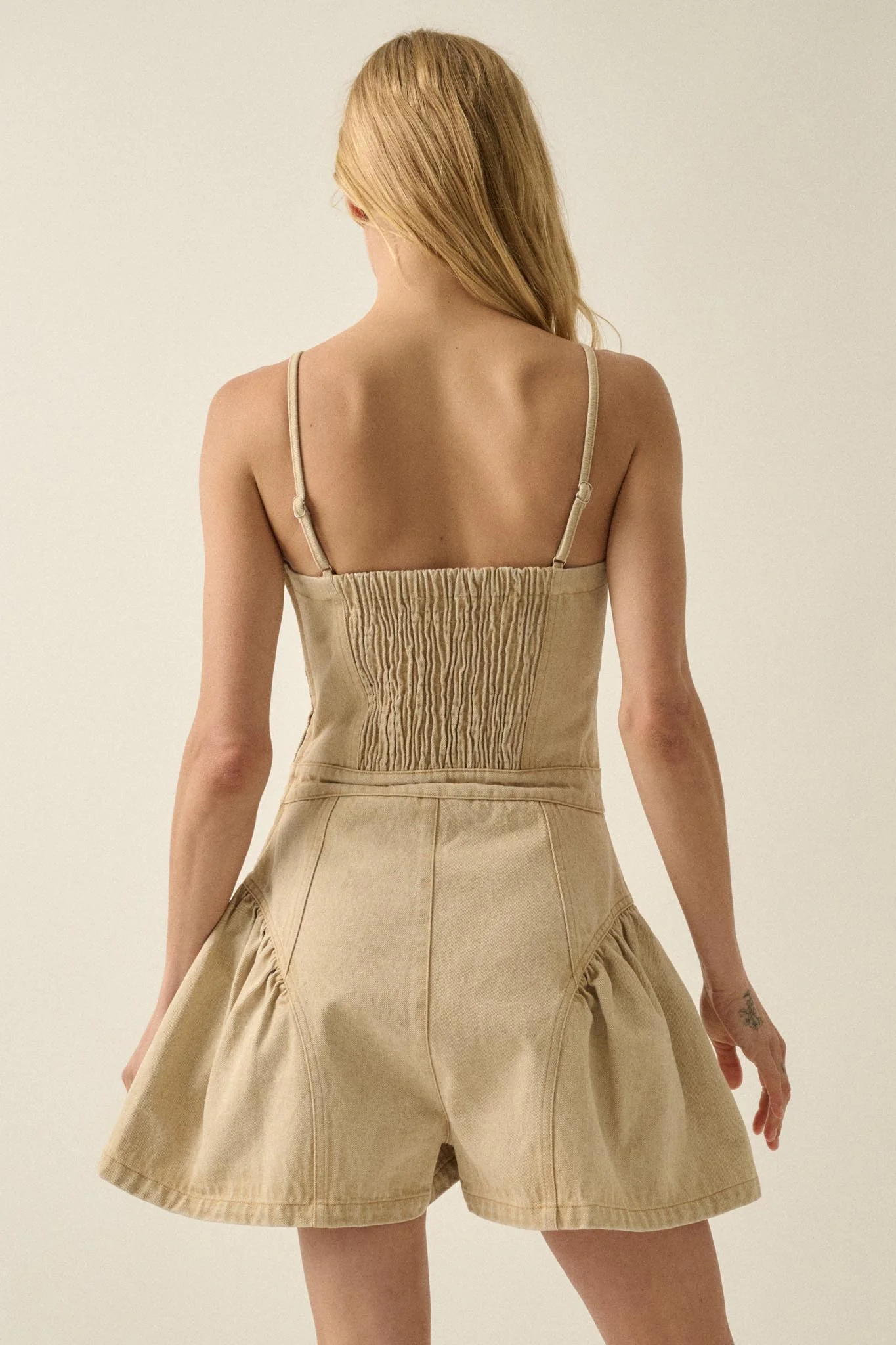 Good Jeans Denim Ruffled Wide-Leg Cami Romper - Image 21