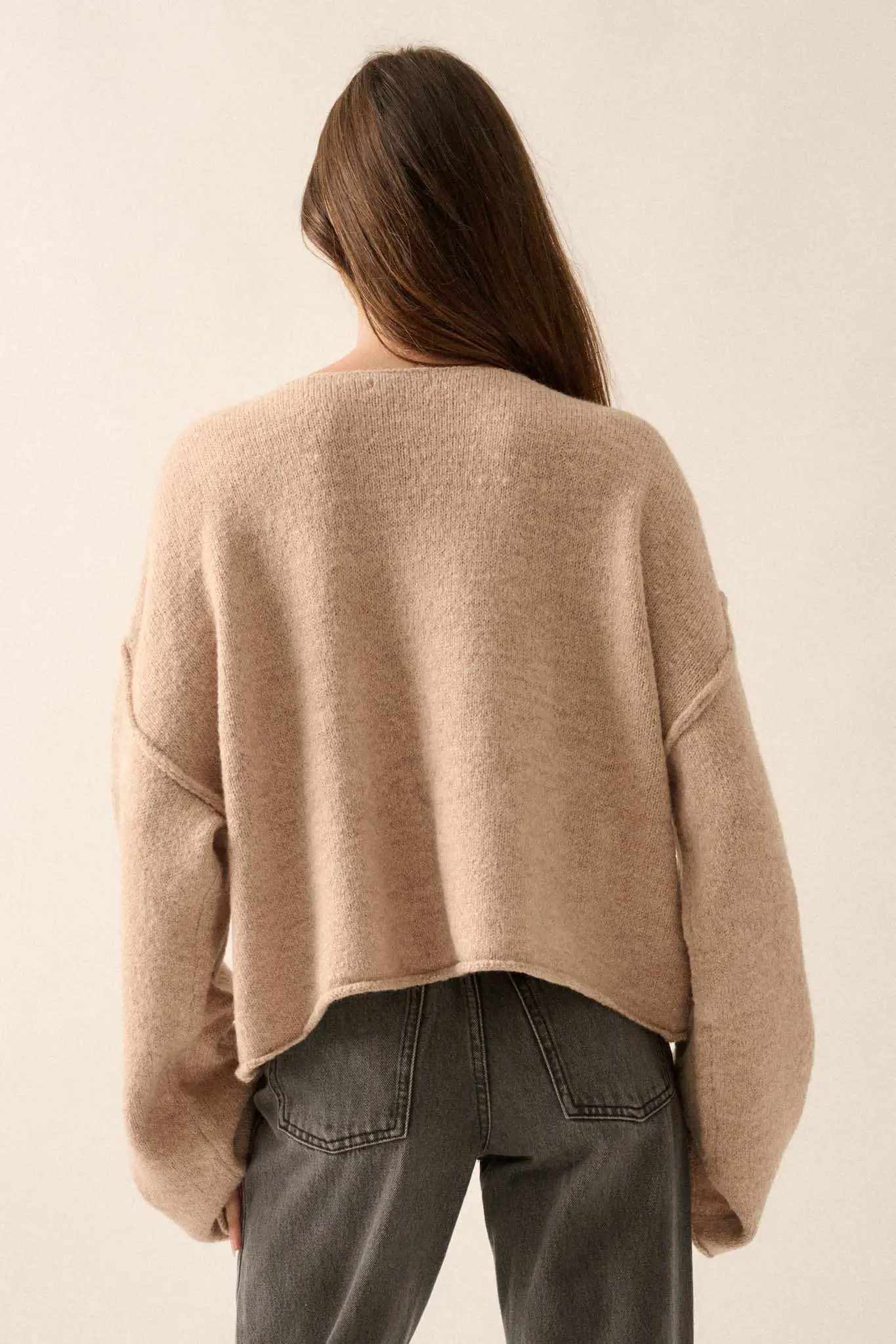 Good Life Exposed-Seam Rolled-Edge Sweater - Image 12