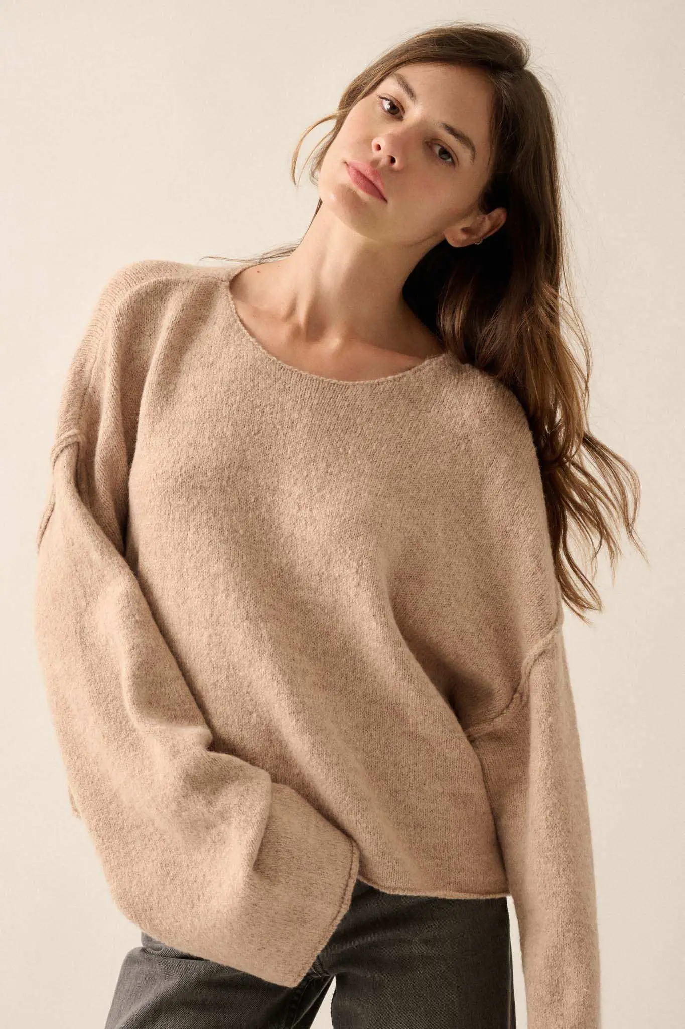 Good Life Exposed-Seam Rolled-Edge Sweater - Image 7