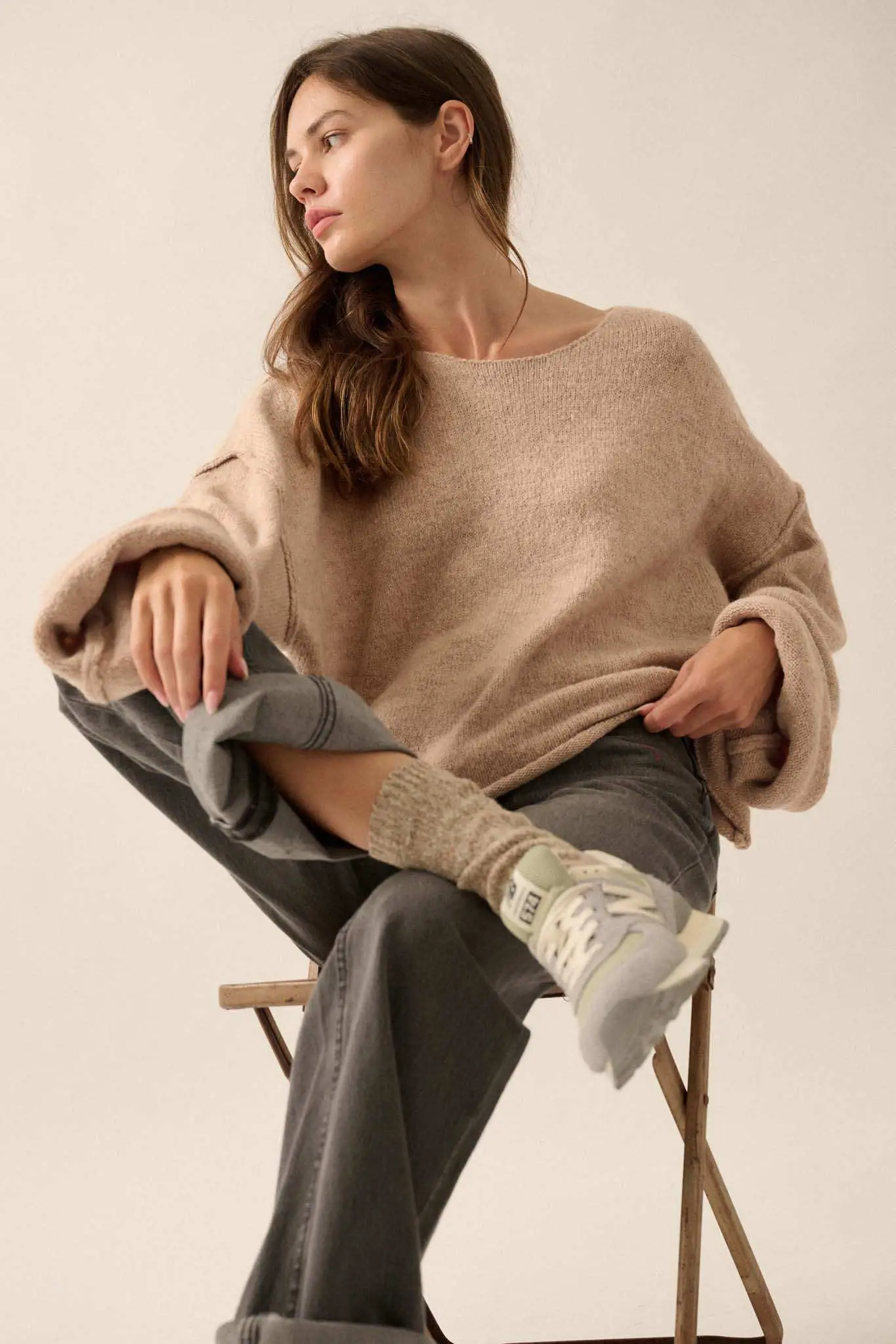 Good Life Exposed-Seam Rolled-Edge Sweater - Image 8