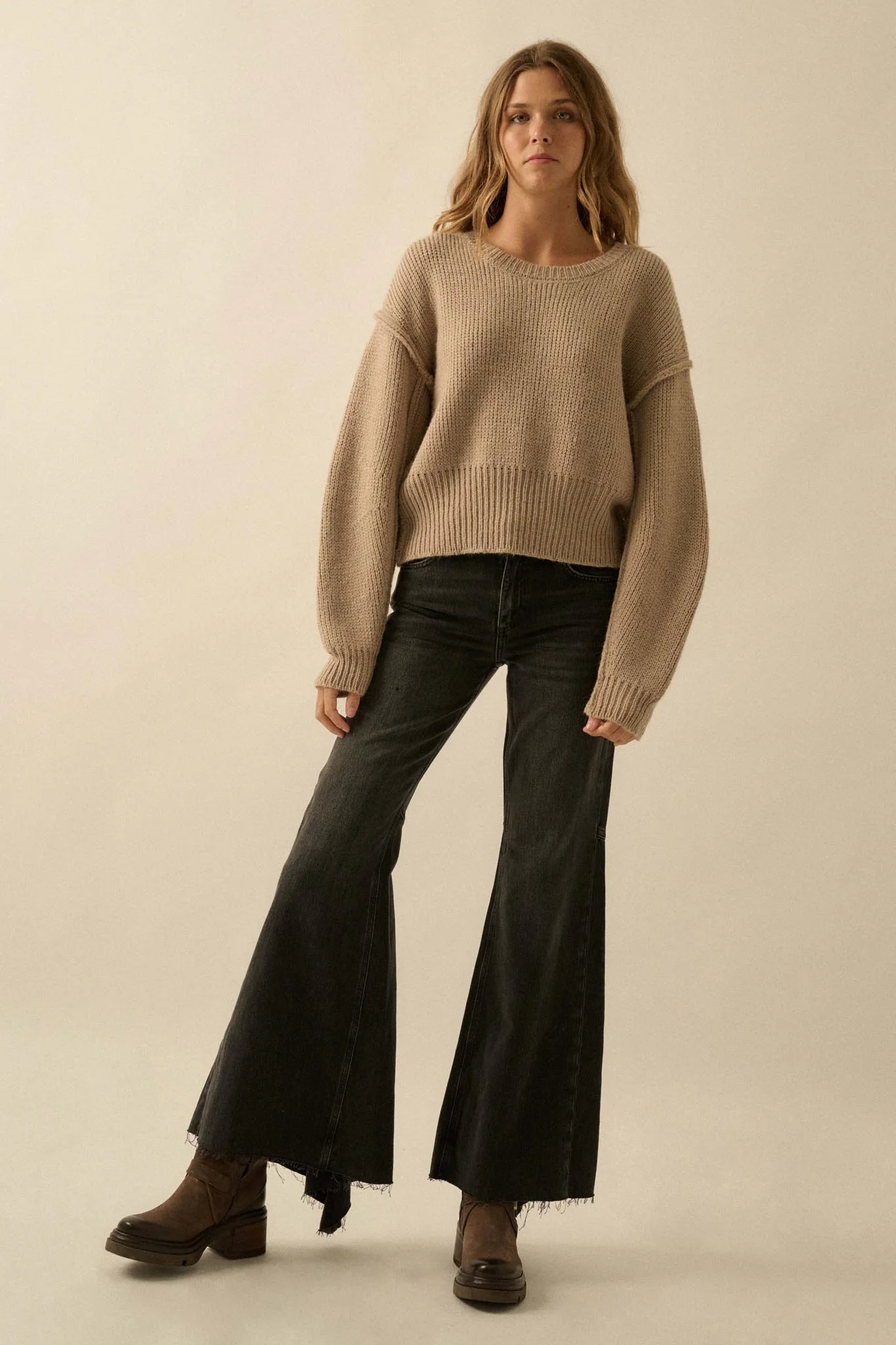 Good to Go Exposed-Seam Banded-Hem Sweater - Image 15
