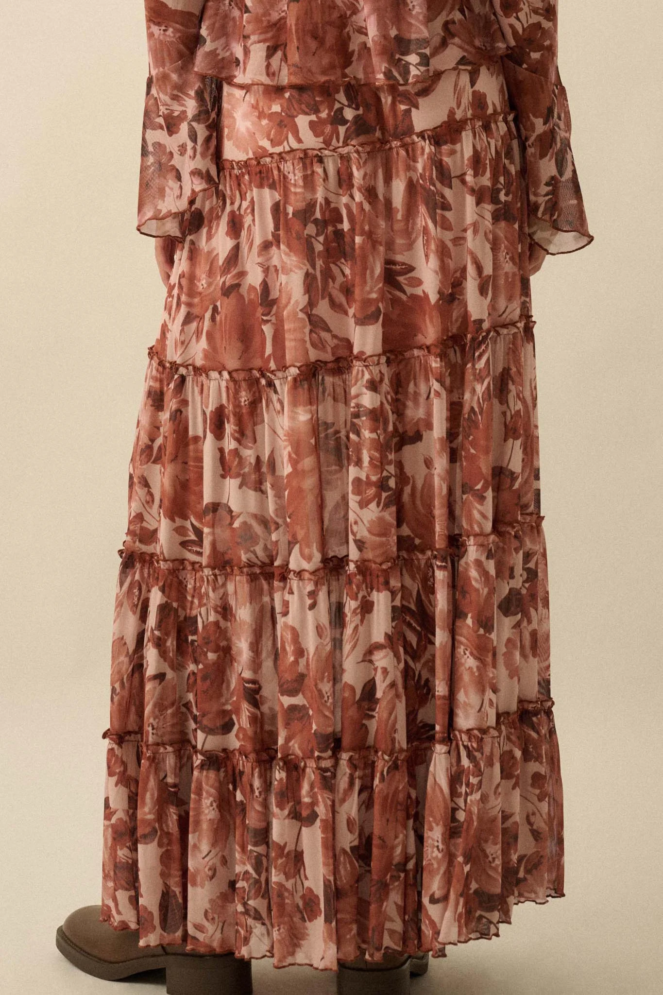 Gorgeous Garden Floral Mesh Tiered Maxi Skirt - Image 6