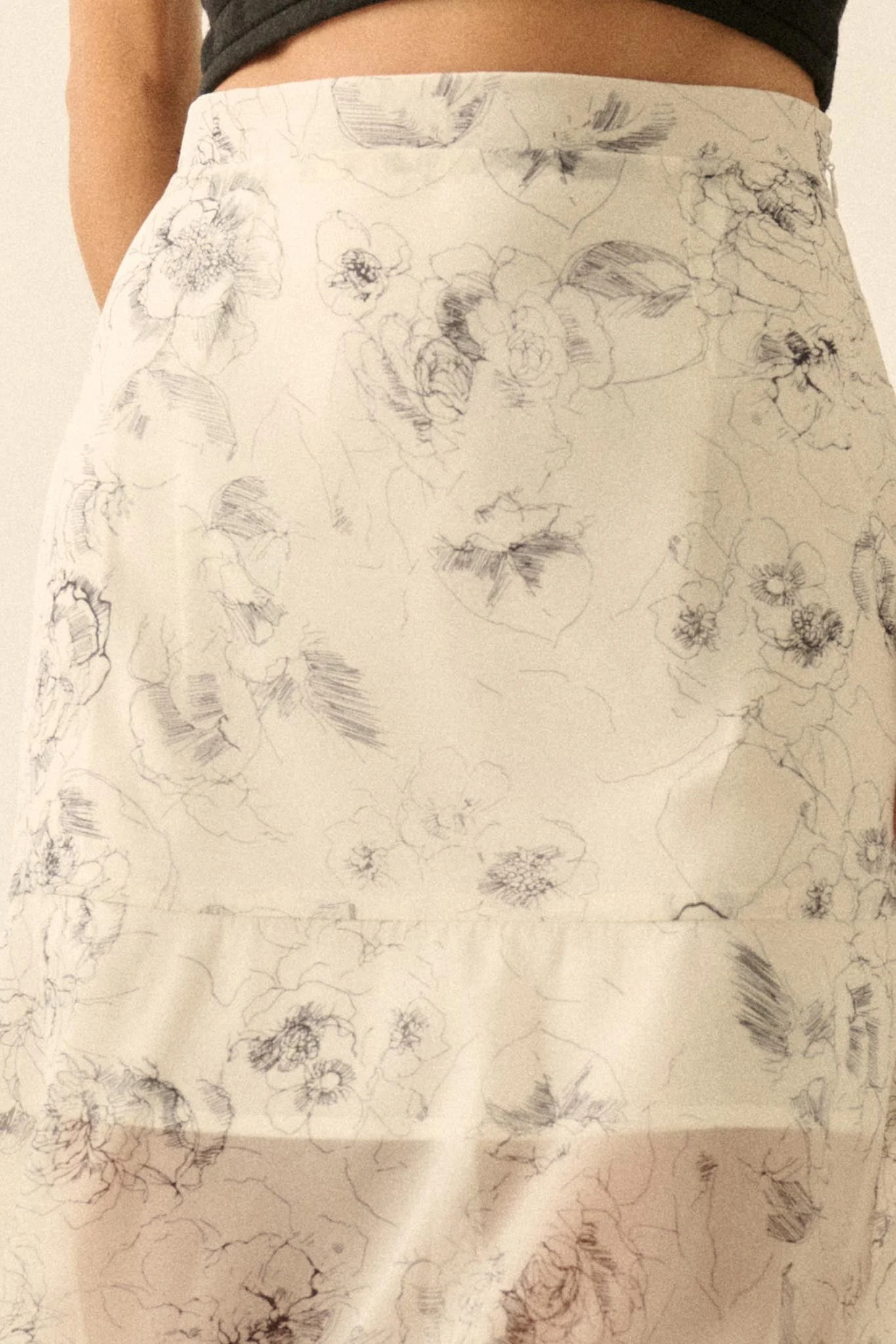 Gossamer Garden Floral Organza Tiered Maxi Skirt - Image 6