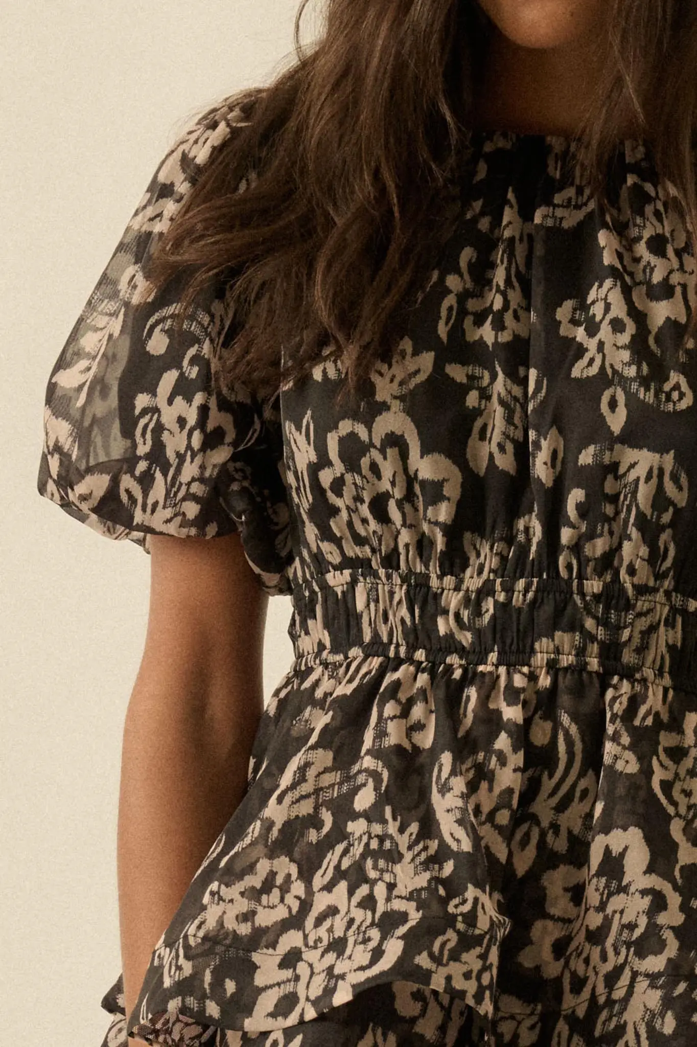 Graceful Blooms Floral Organza Tiered Mini Dress - Image 5