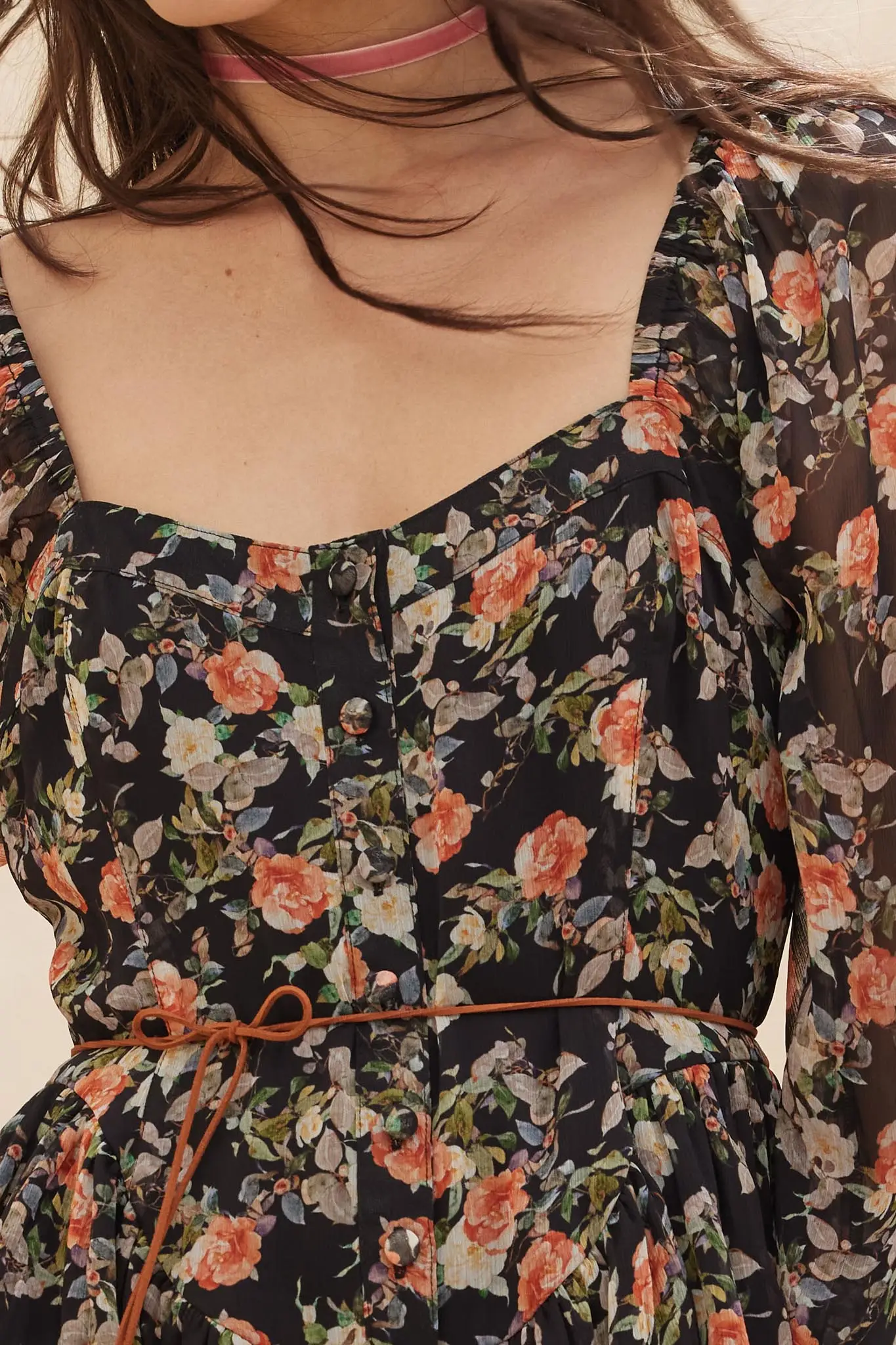 Graceful Garden Floral Chiffon Tiered Romper Dress - Image 8