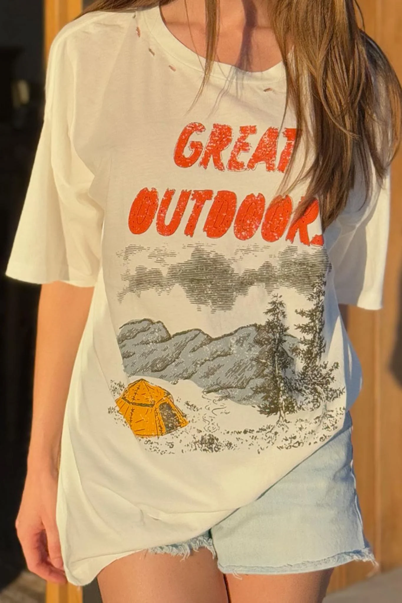 Great Outdoors Distressed Oversize Graphic Tee - Image 2