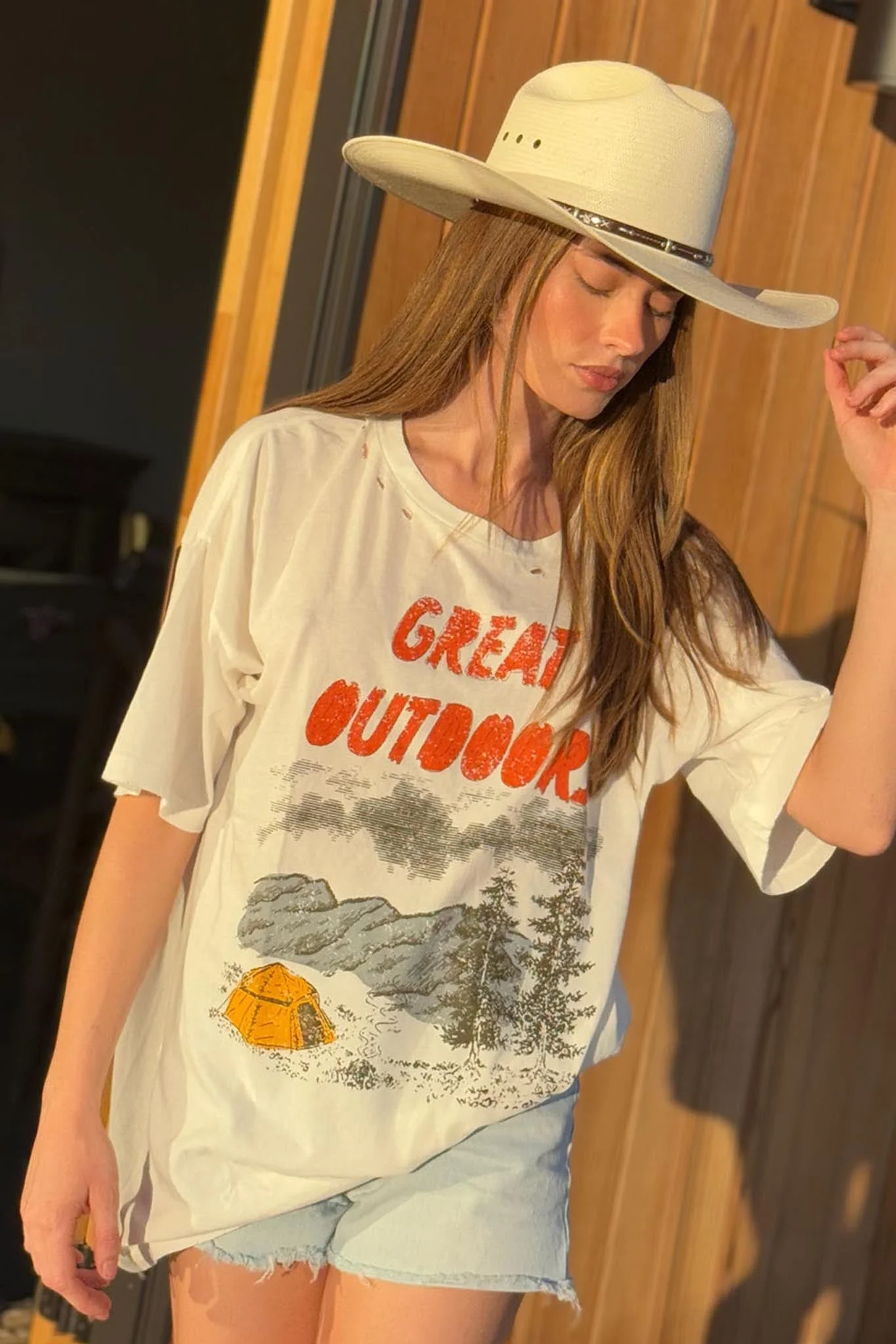 Great Outdoors Distressed Oversize Graphic Tee - Image 4