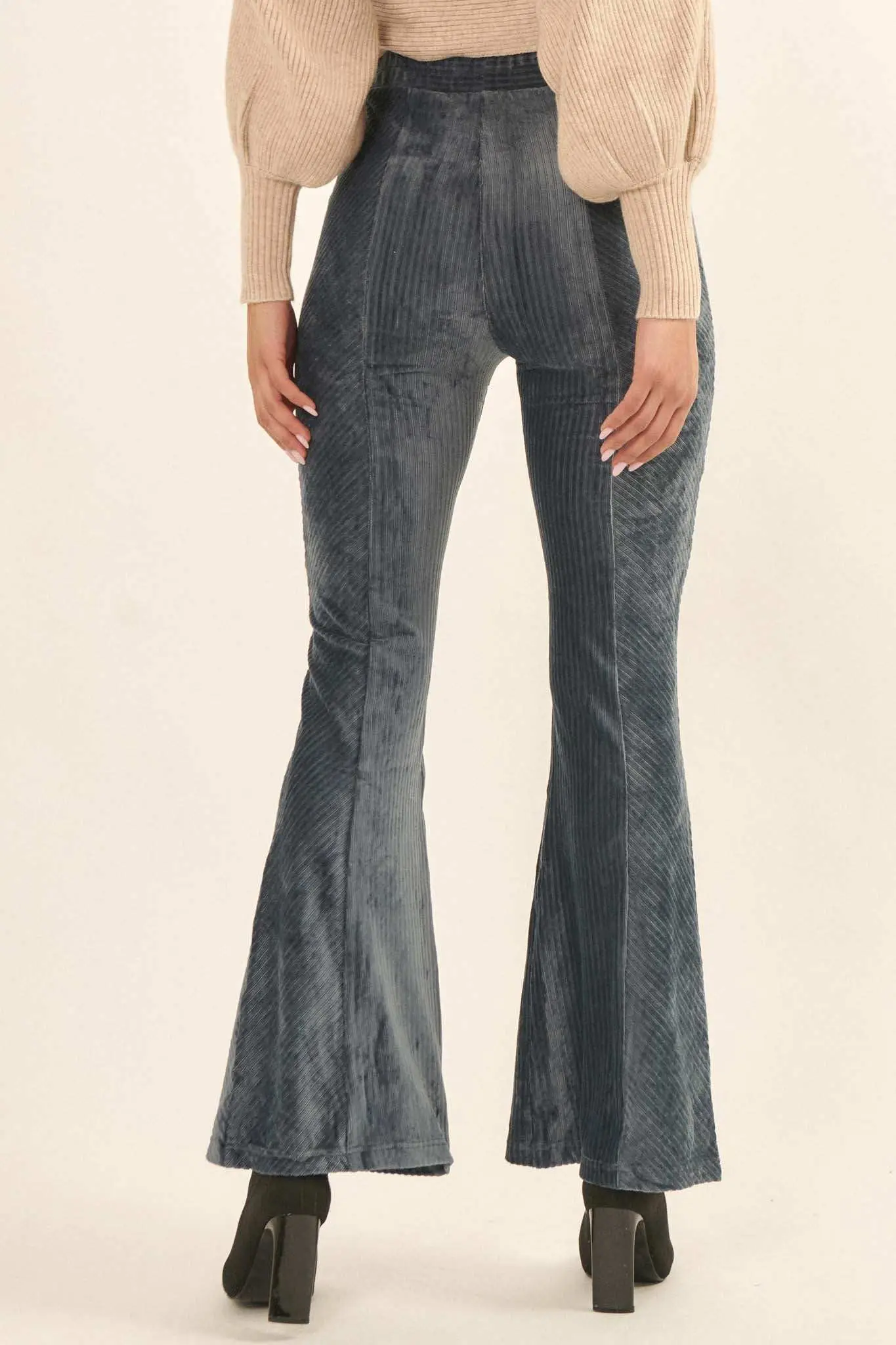 Groove Me Striped Velvet Flare Pants - Image 12