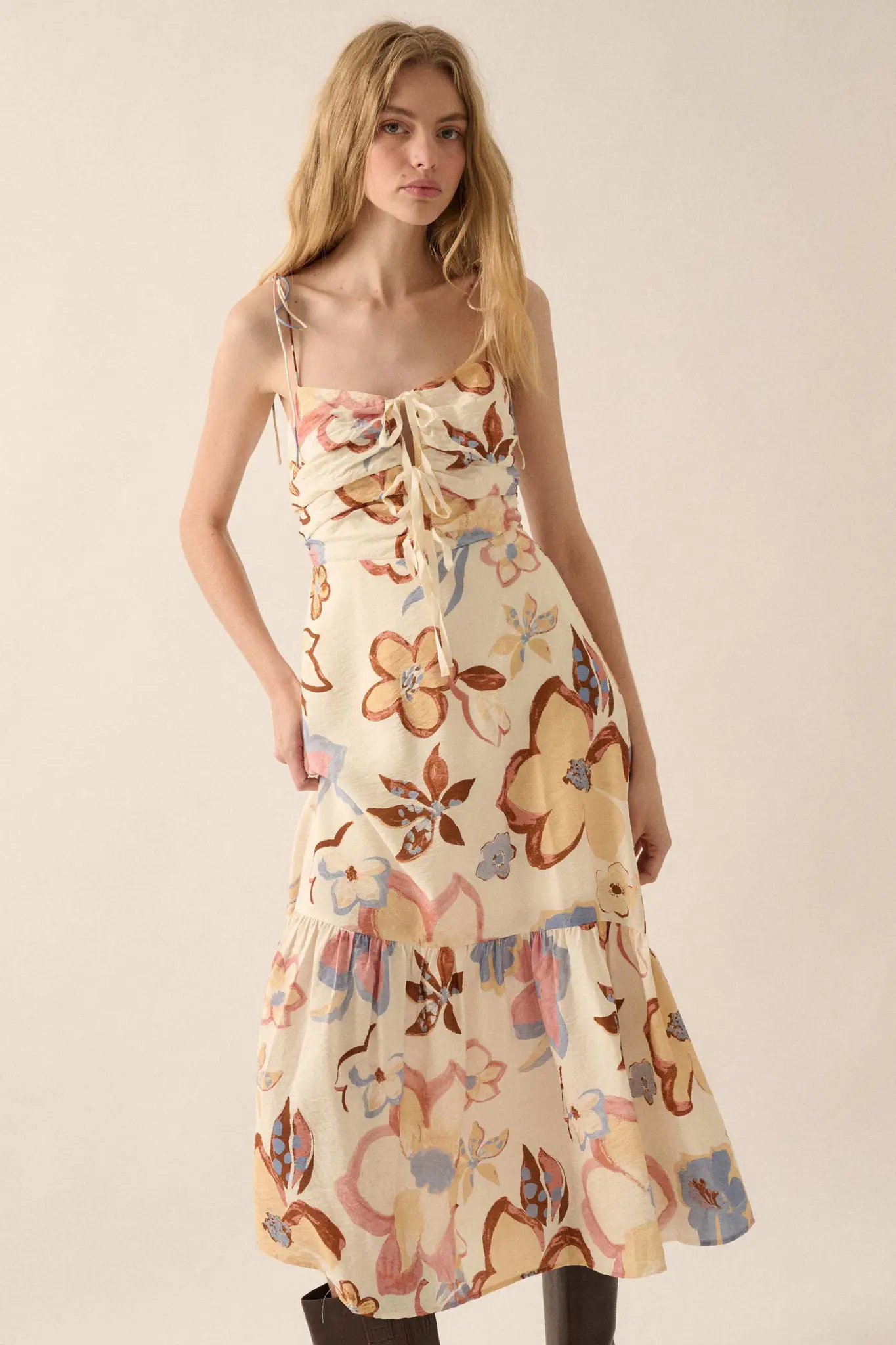 Grow for It Textured Floral Tie-Front Midi Dress - Image 6