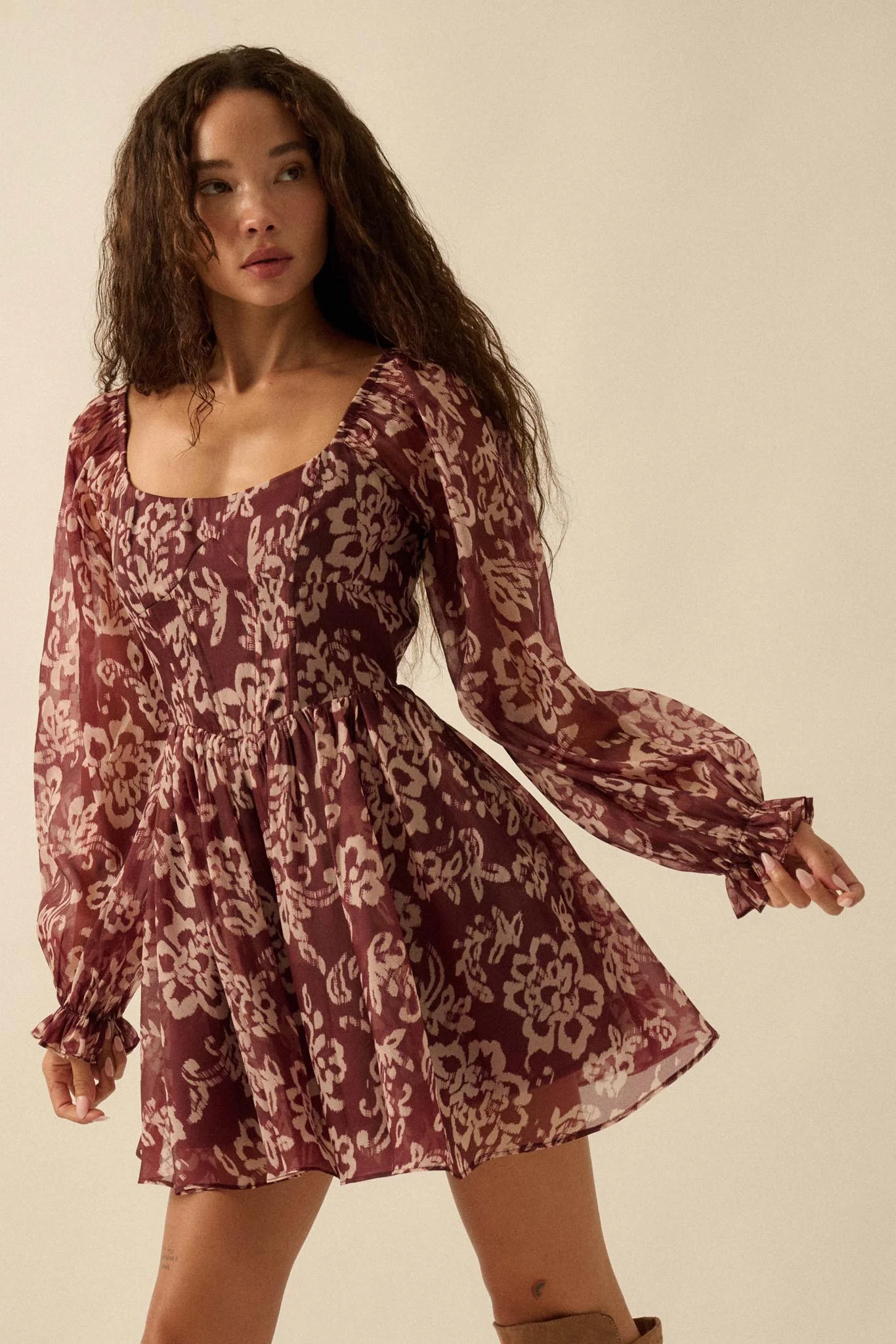 Grow in Grace Floral Organza Corset Romper Dress