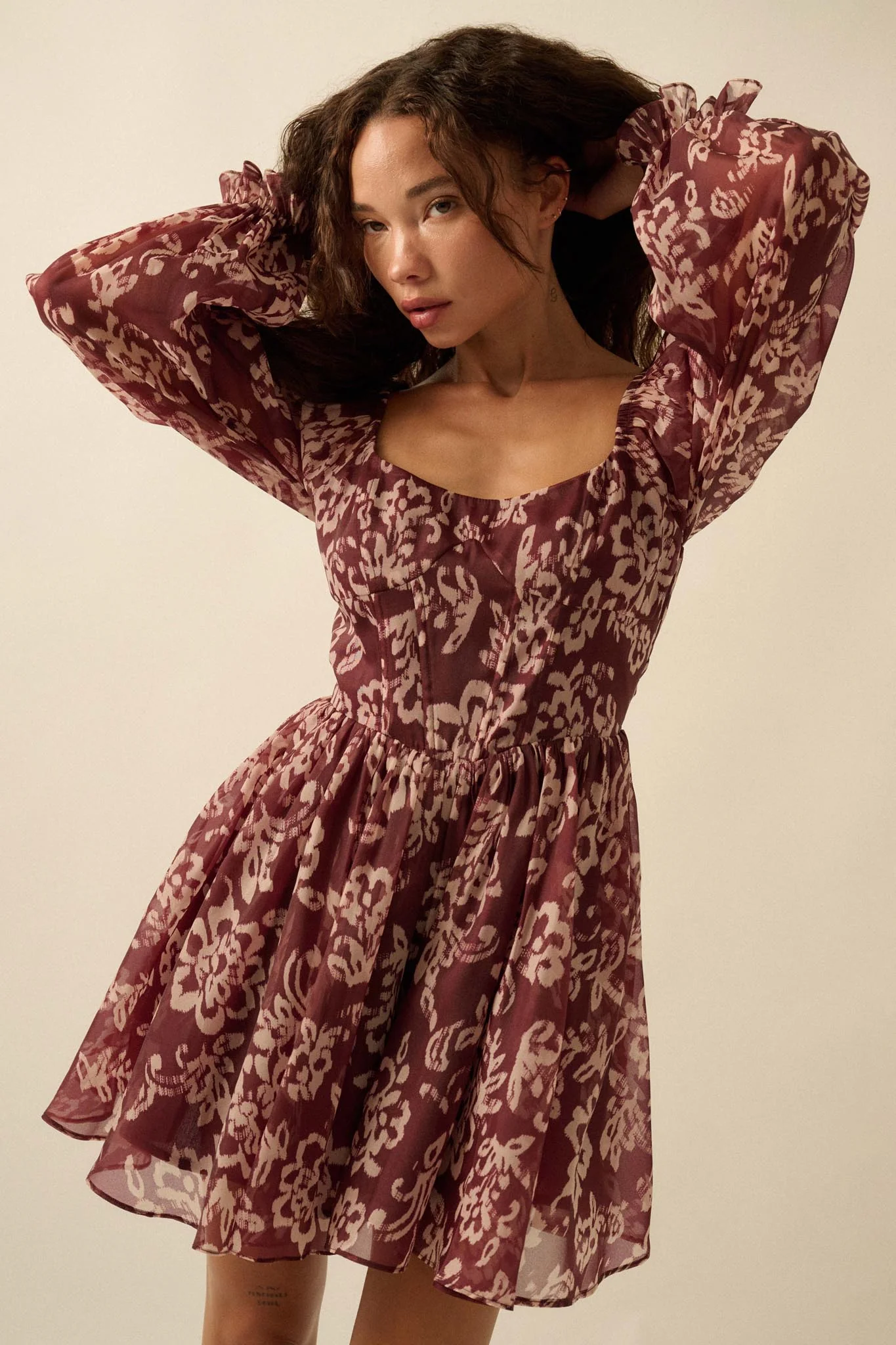 Grow in Grace Floral Organza Corset Romper Dress - Image 3