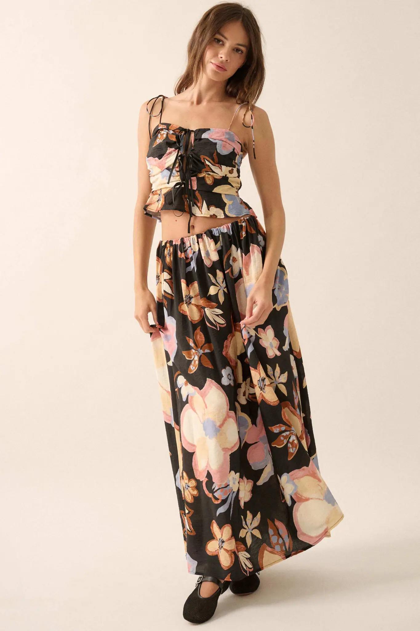 Grow On Textured Floral Cropped Tie-Front Cami Top - Image 6