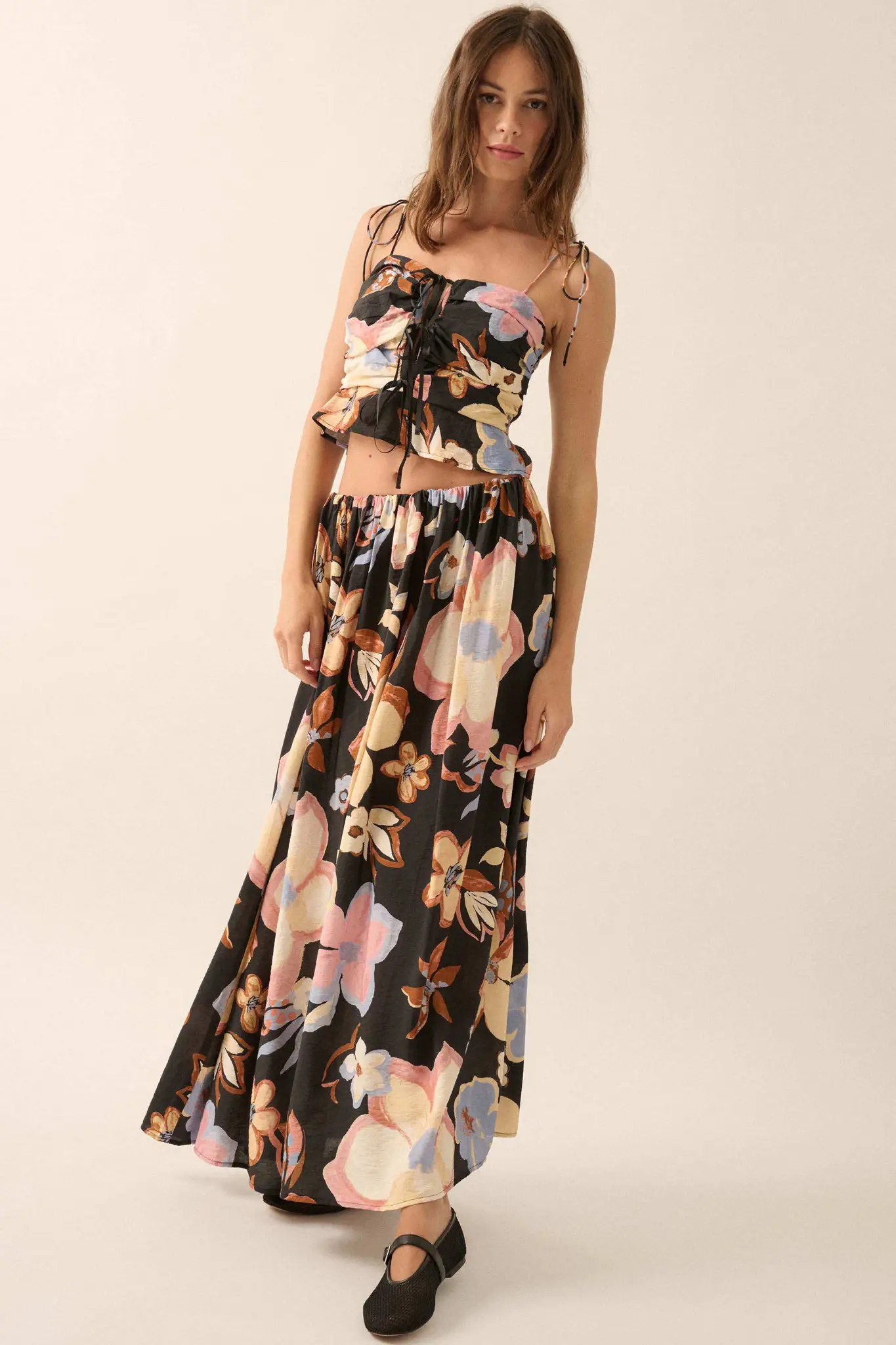 Grow On Textured Floral Cropped Tie-Front Cami Top - Image 8