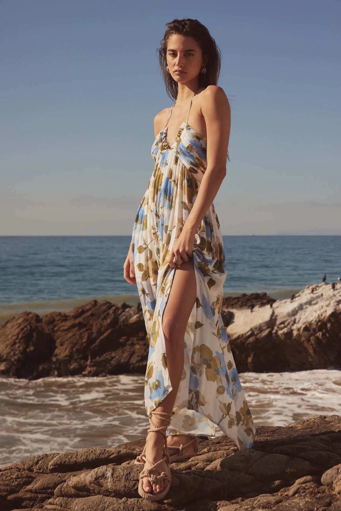 Growing Season Floral Crepe Halter Maxi Dress - Image 2