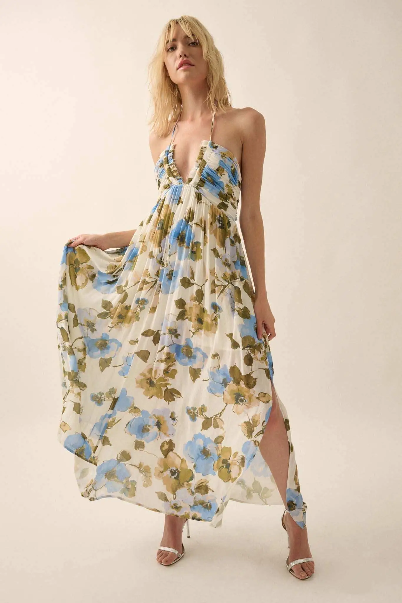 Growing Season Floral Crepe Halter Maxi Dress - Image 3