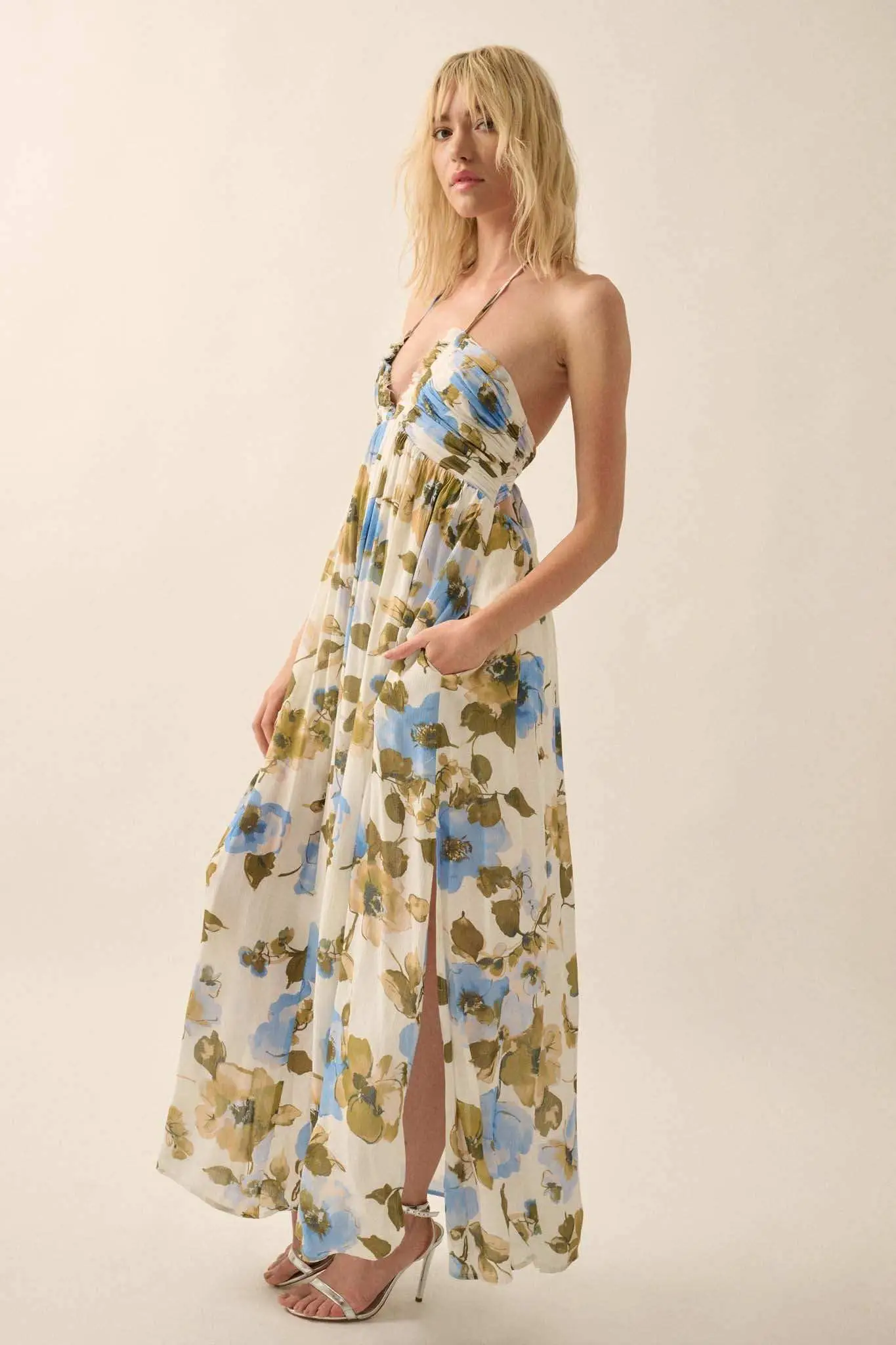 Growing Season Floral Crepe Halter Maxi Dress - Image 6