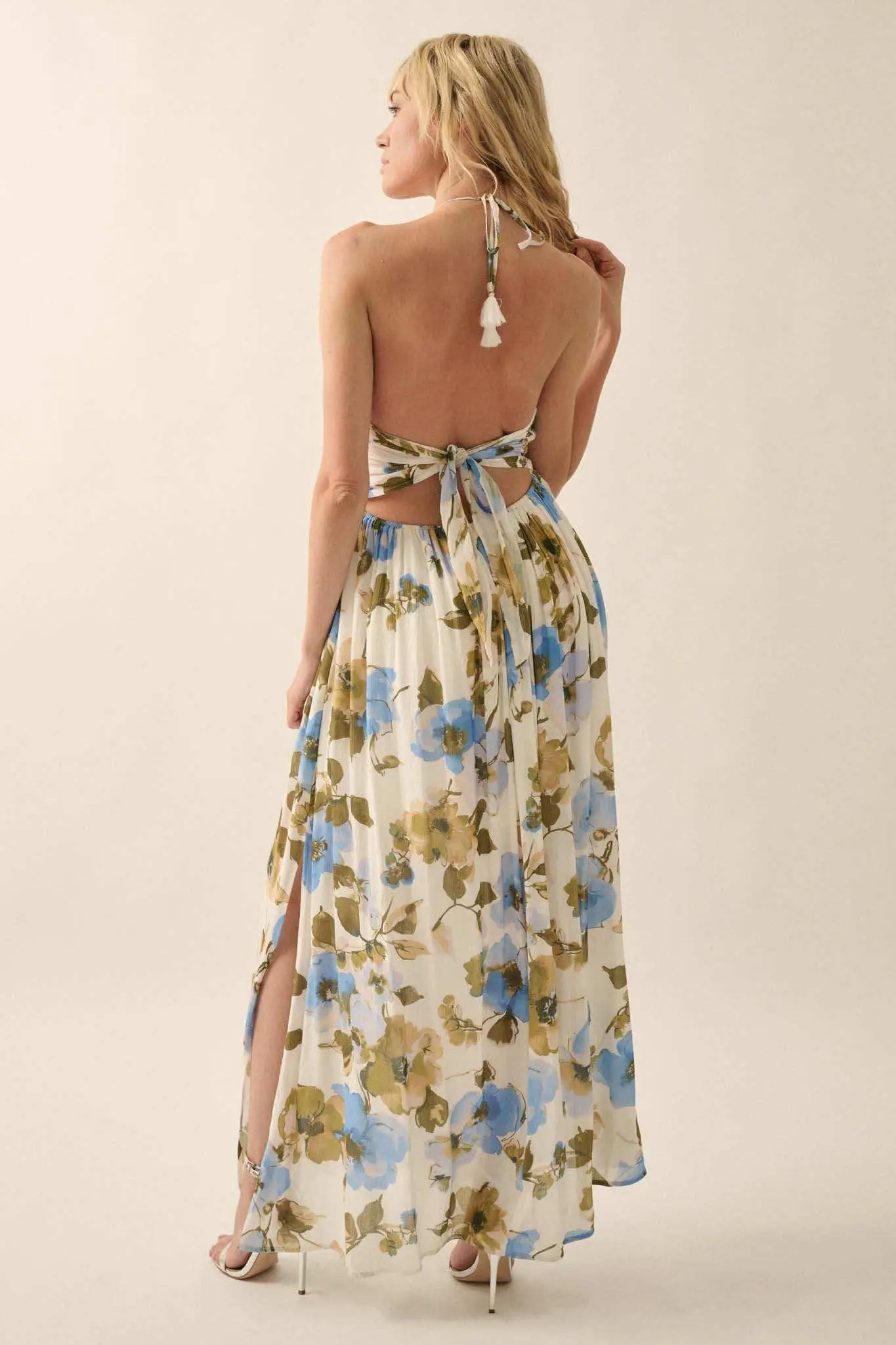 Growing Season Floral Crepe Halter Maxi Dress - Image 8