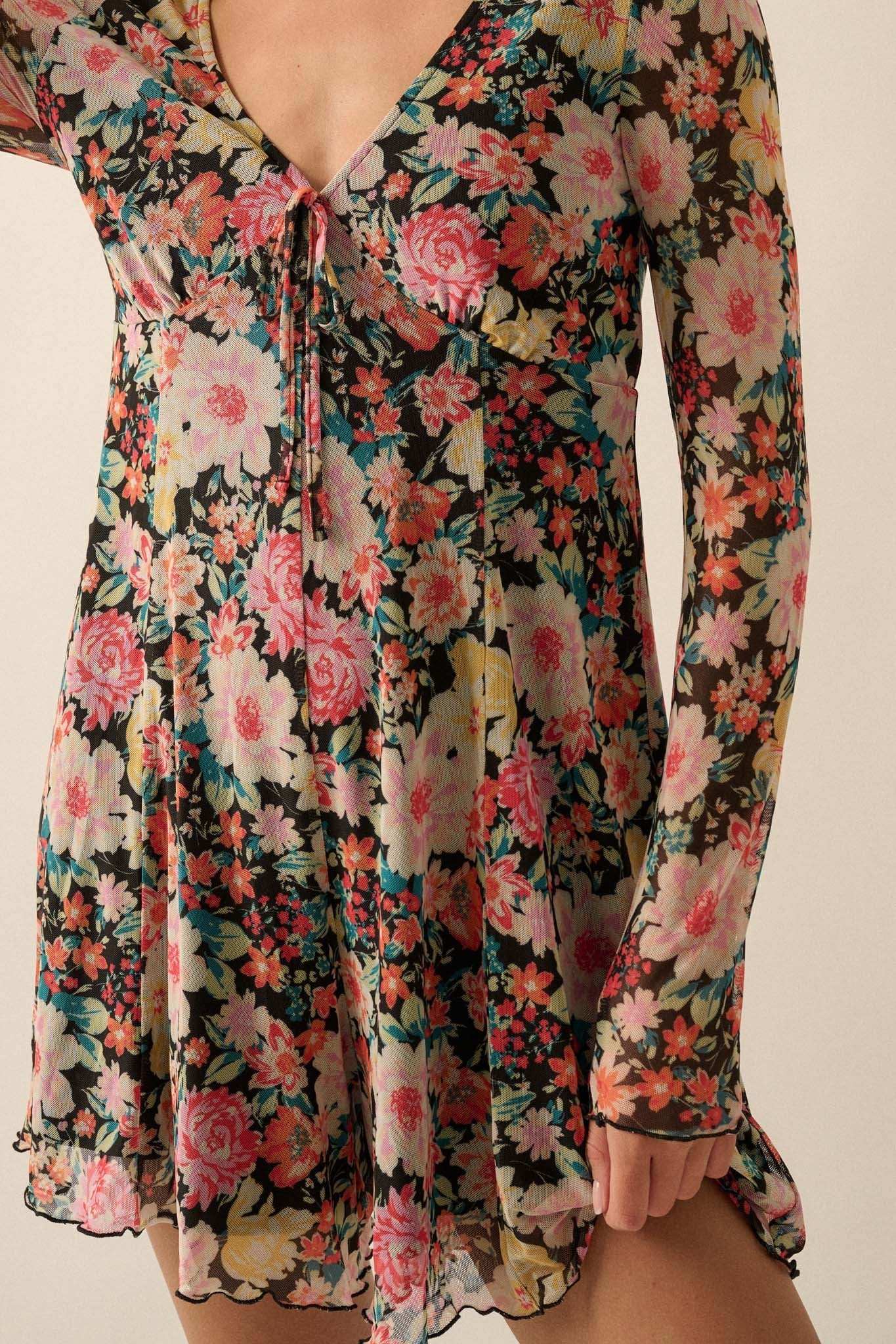 Growing Wild Floral-Print Mesh Long-Sleeve Romper - Image 10