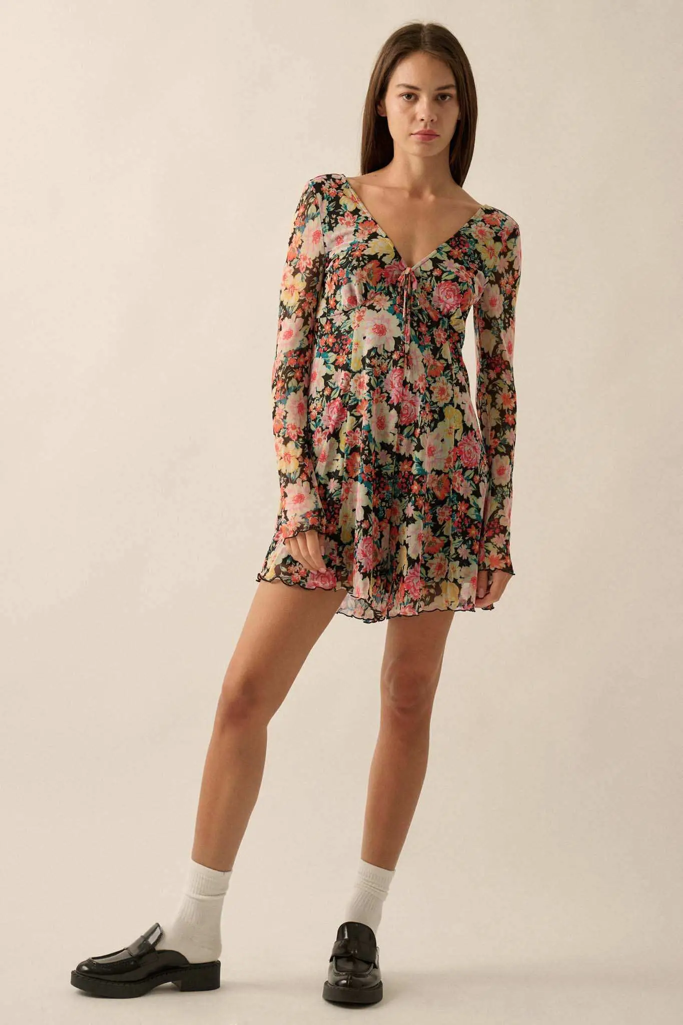 Growing Wild Floral-Print Mesh Long-Sleeve Romper - Image 11