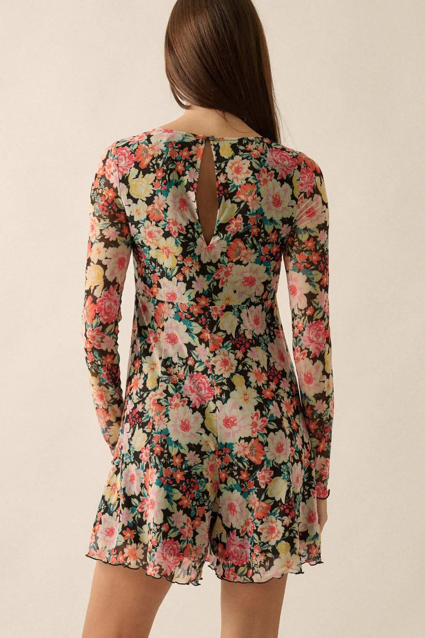Growing Wild Floral-Print Mesh Long-Sleeve Romper - Image 14