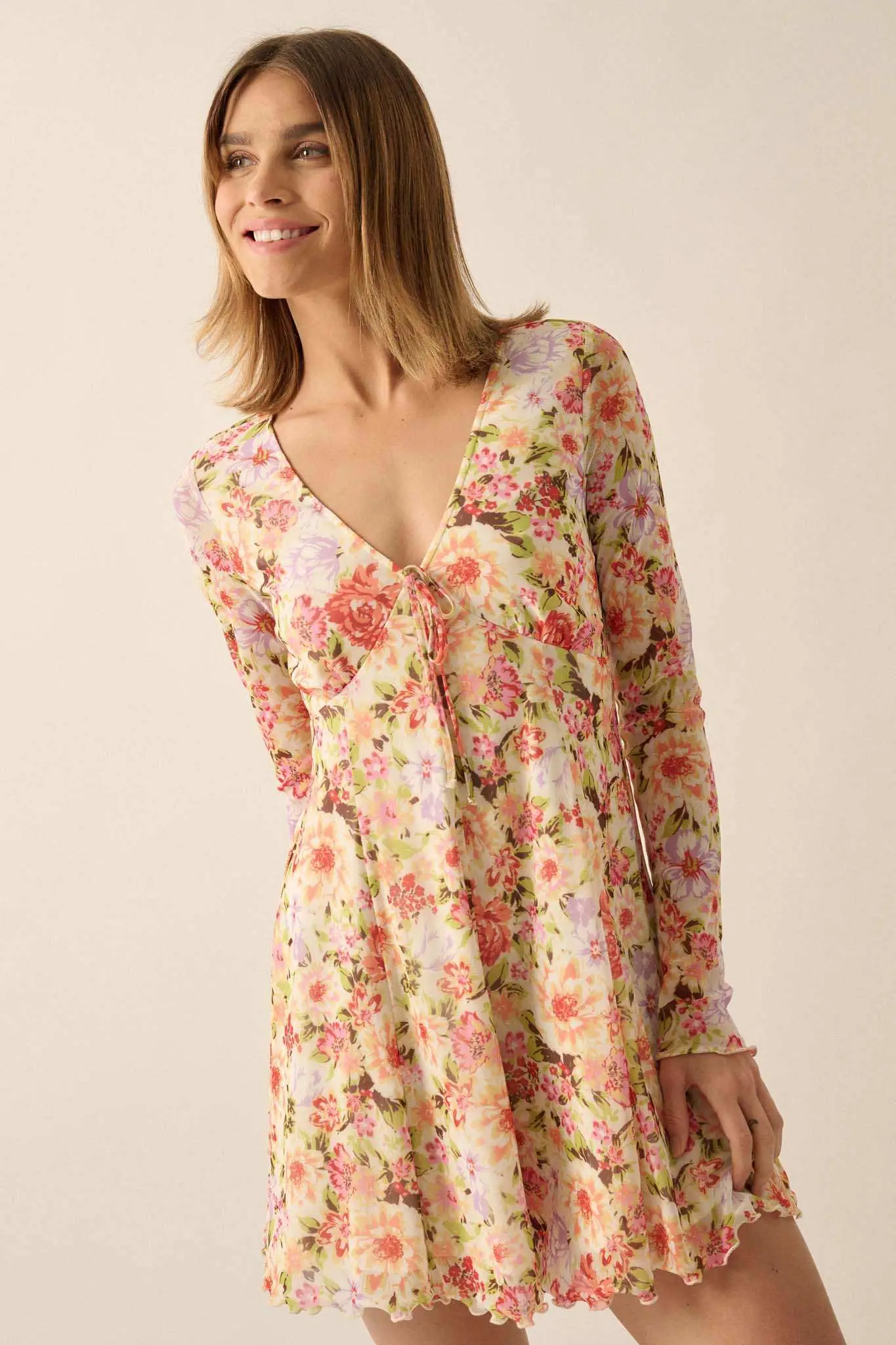 Growing Wild Floral-Print Mesh Long-Sleeve Romper - Image 6