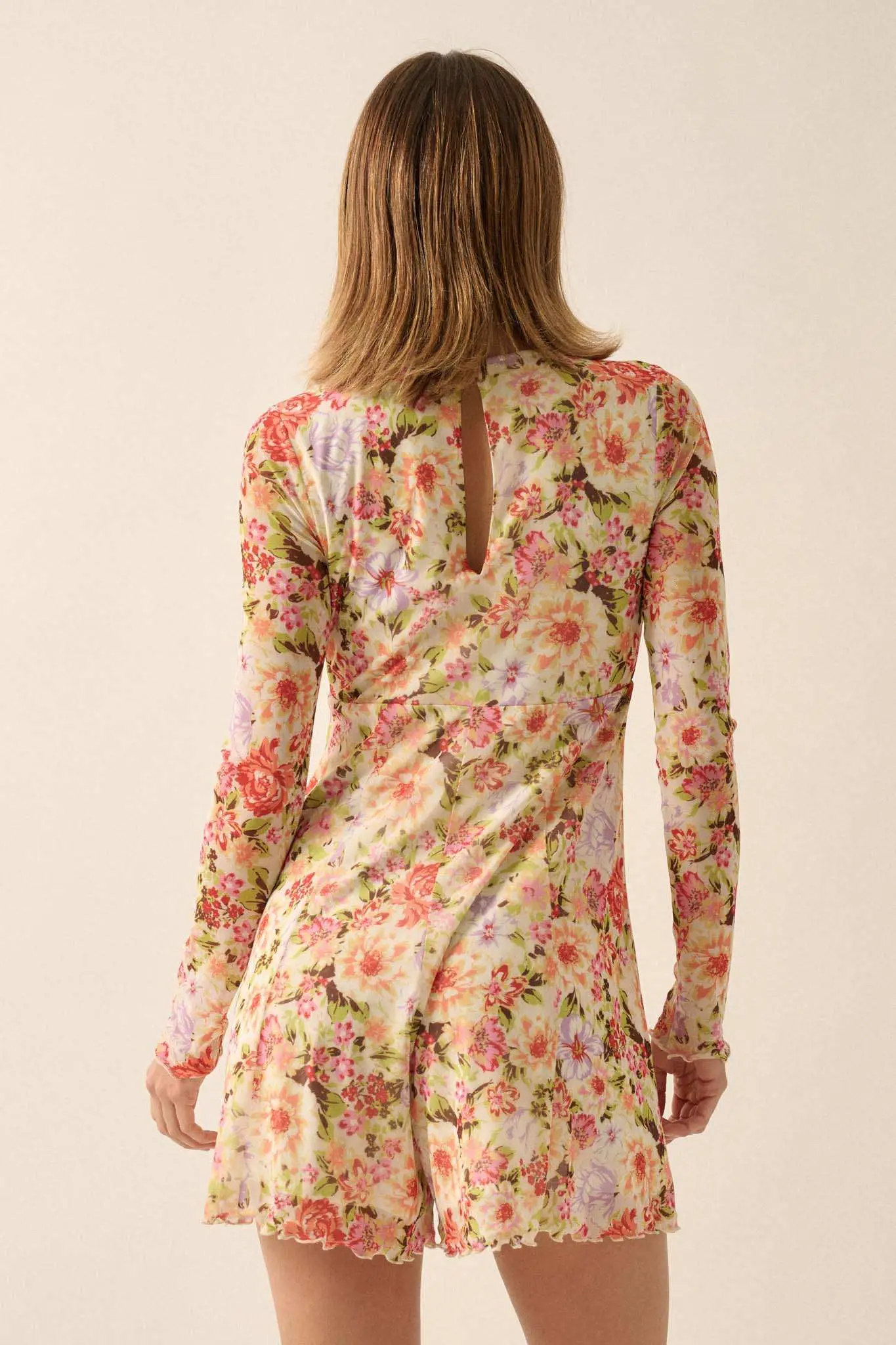 Growing Wild Floral-Print Mesh Long-Sleeve Romper - Image 9