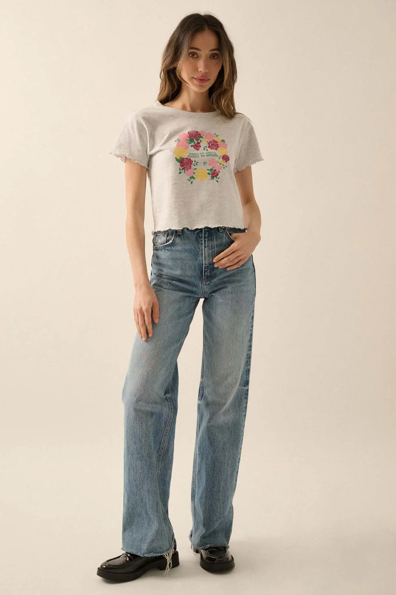 Hand to Hand Floral Graphic Baby Tee - Image 4