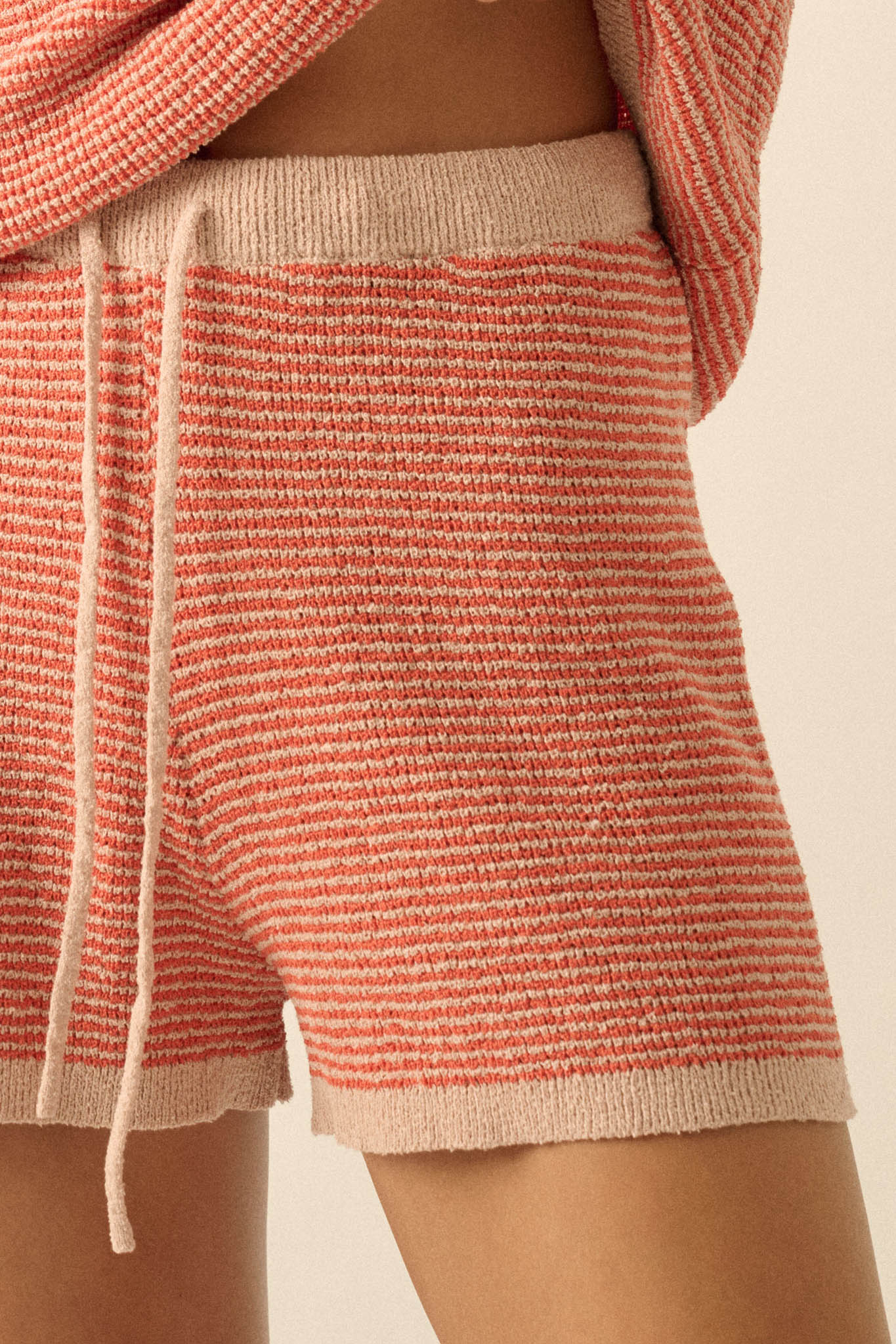 Happy Days Striped Drawstring Sweater Shorts - Image 4