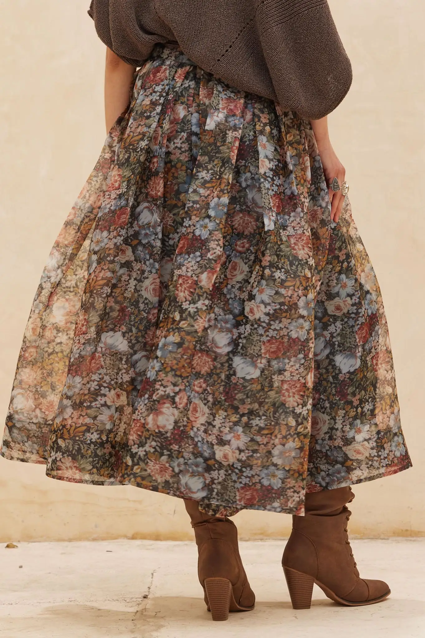 Harvest Garden Floral Organza Circle Midi Skirt - Image 6