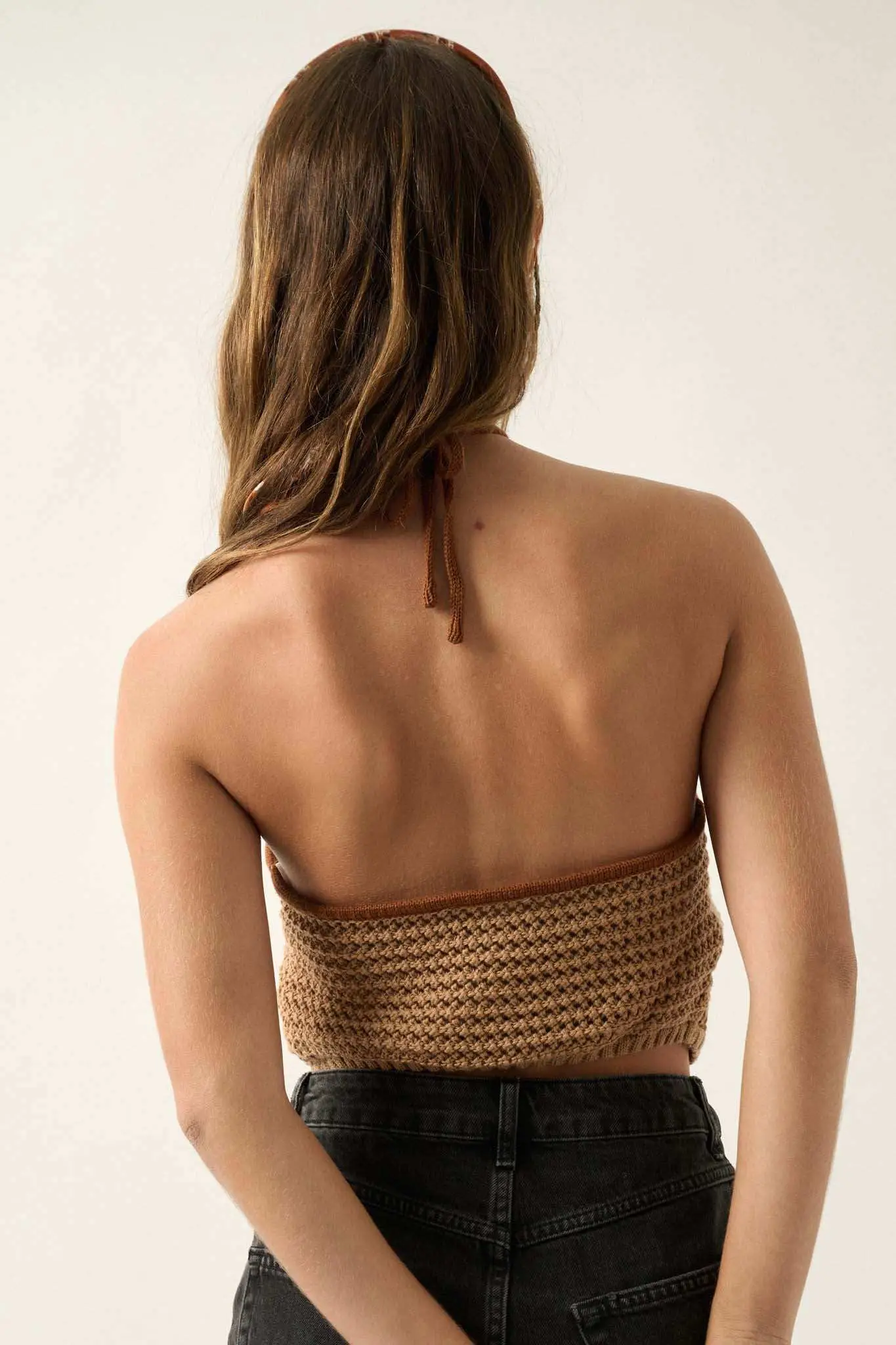 Heat Wave Colorblock Crochet Knit Halter Top - Image 15