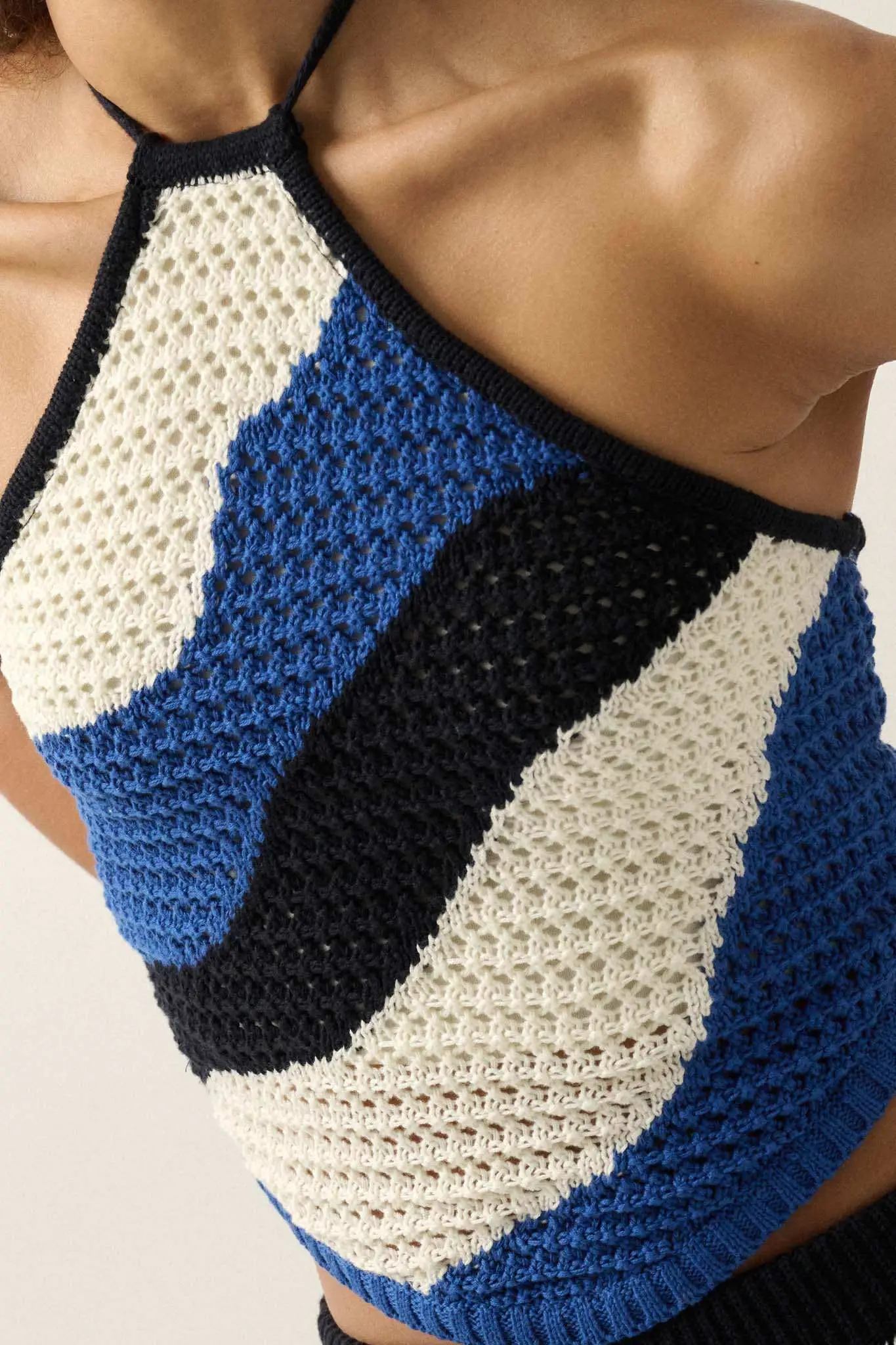 Heat Wave Colorblock Crochet Knit Halter Top - Image 5