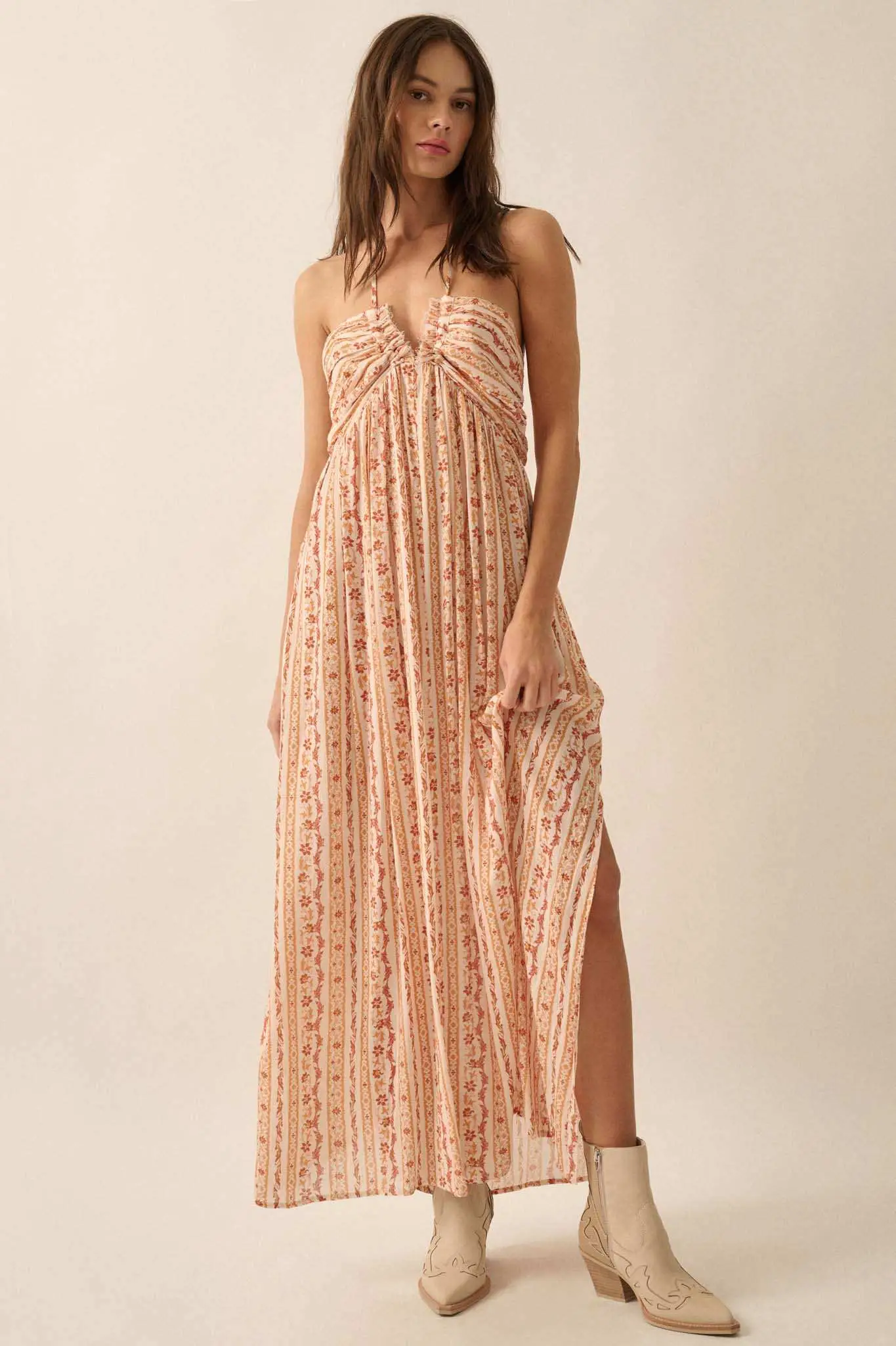 Heavenly Fields Floral-Stripe Halter Maxi Dress - Image 7