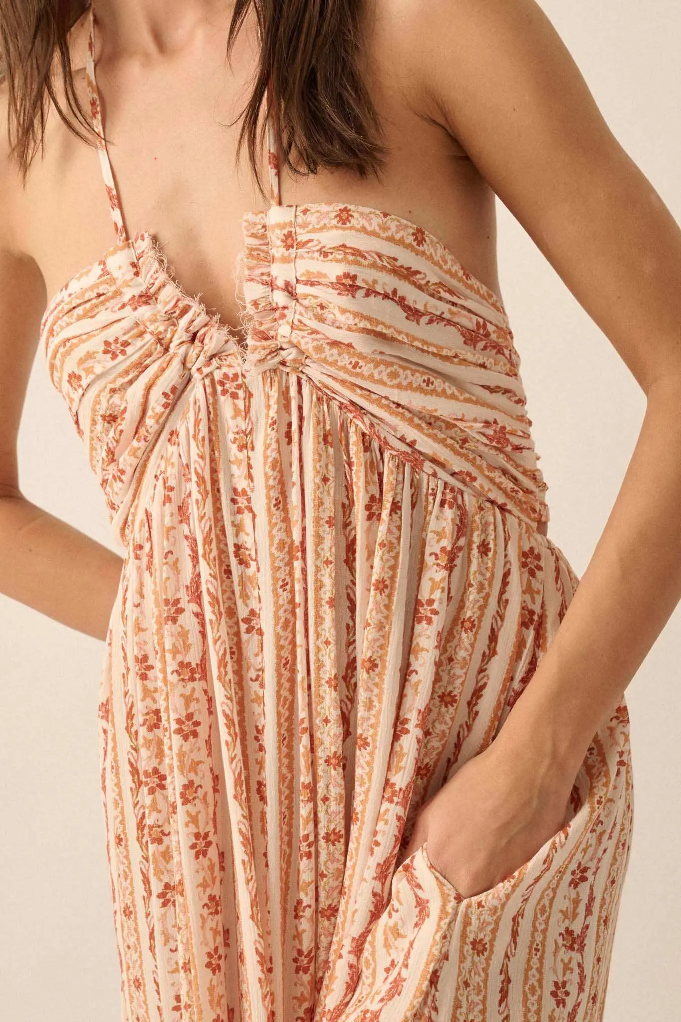 Heavenly Fields Floral-Stripe Halter Maxi Dress - Image 8