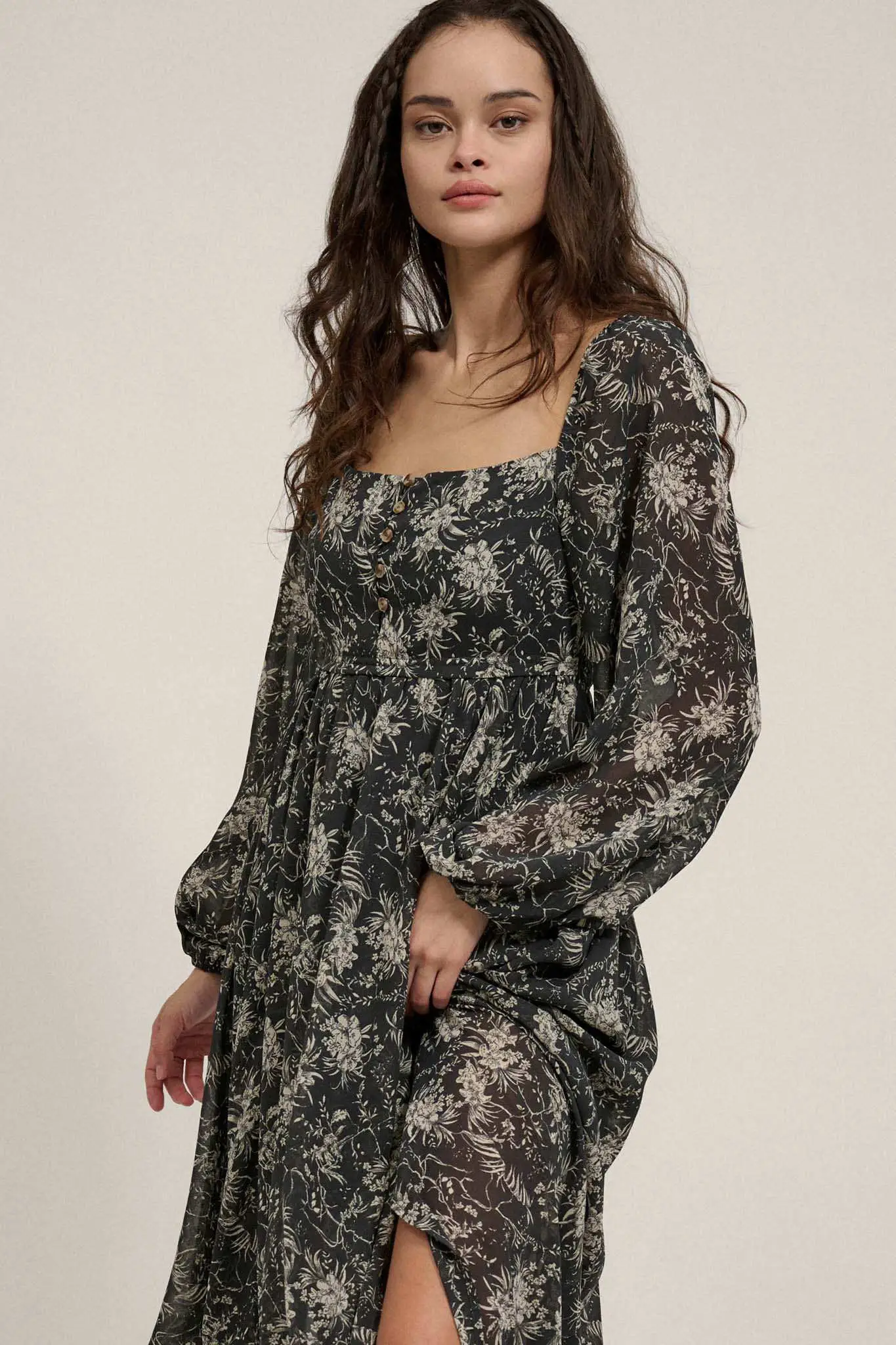 High Spirits Floral Chiffon Handkerchief Maxi Dress - Image 5