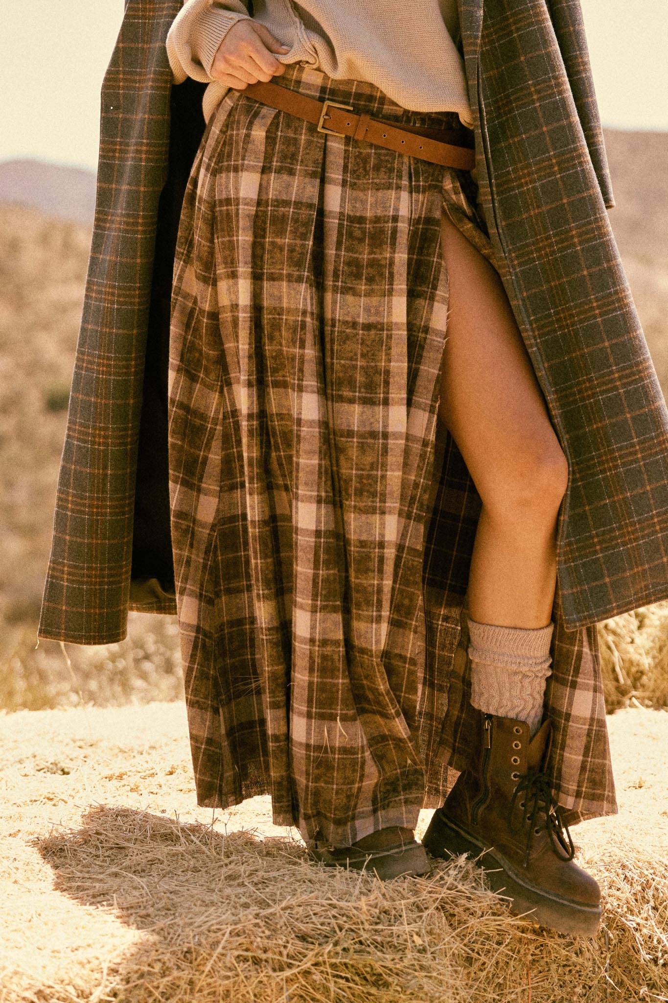 Highland Home Plaid Flannel Wrapped Maxi Skirt - Image 11
